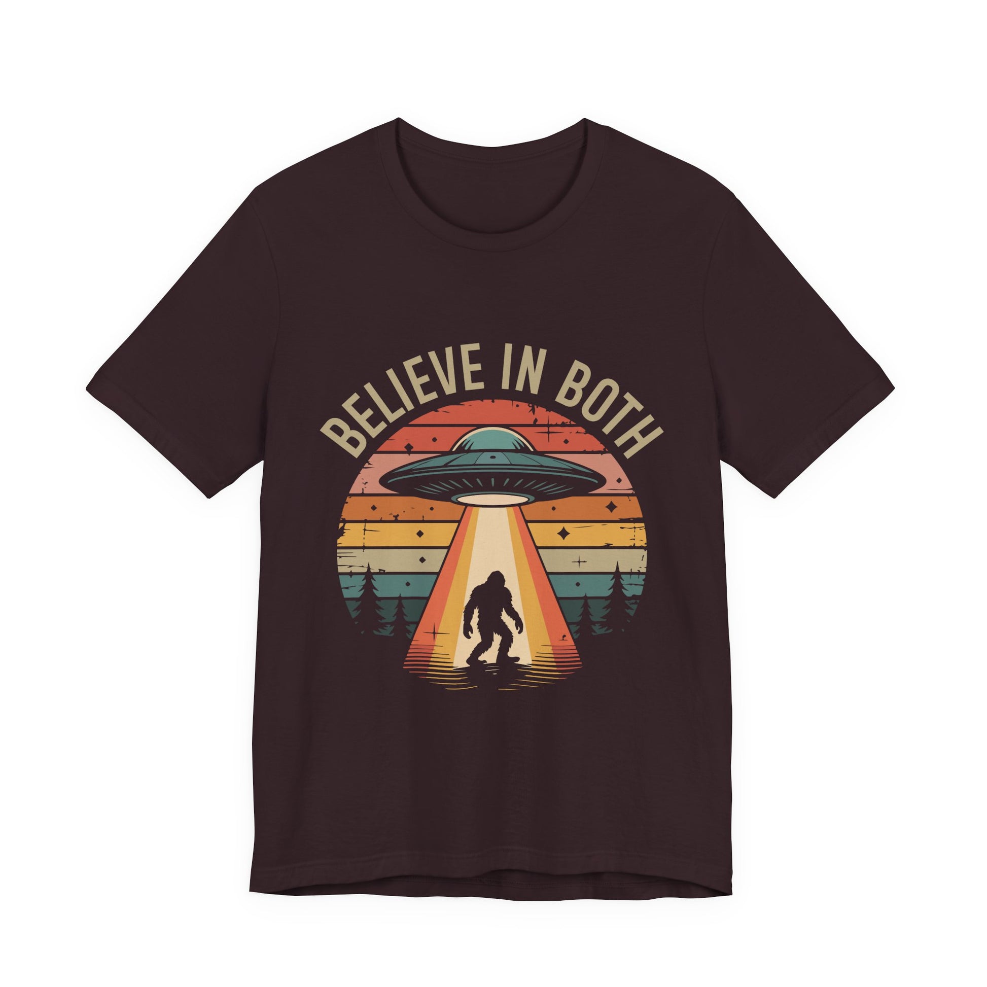 Believe In Both, UFO & Bigfoot Retro UNisex Graphic Tee