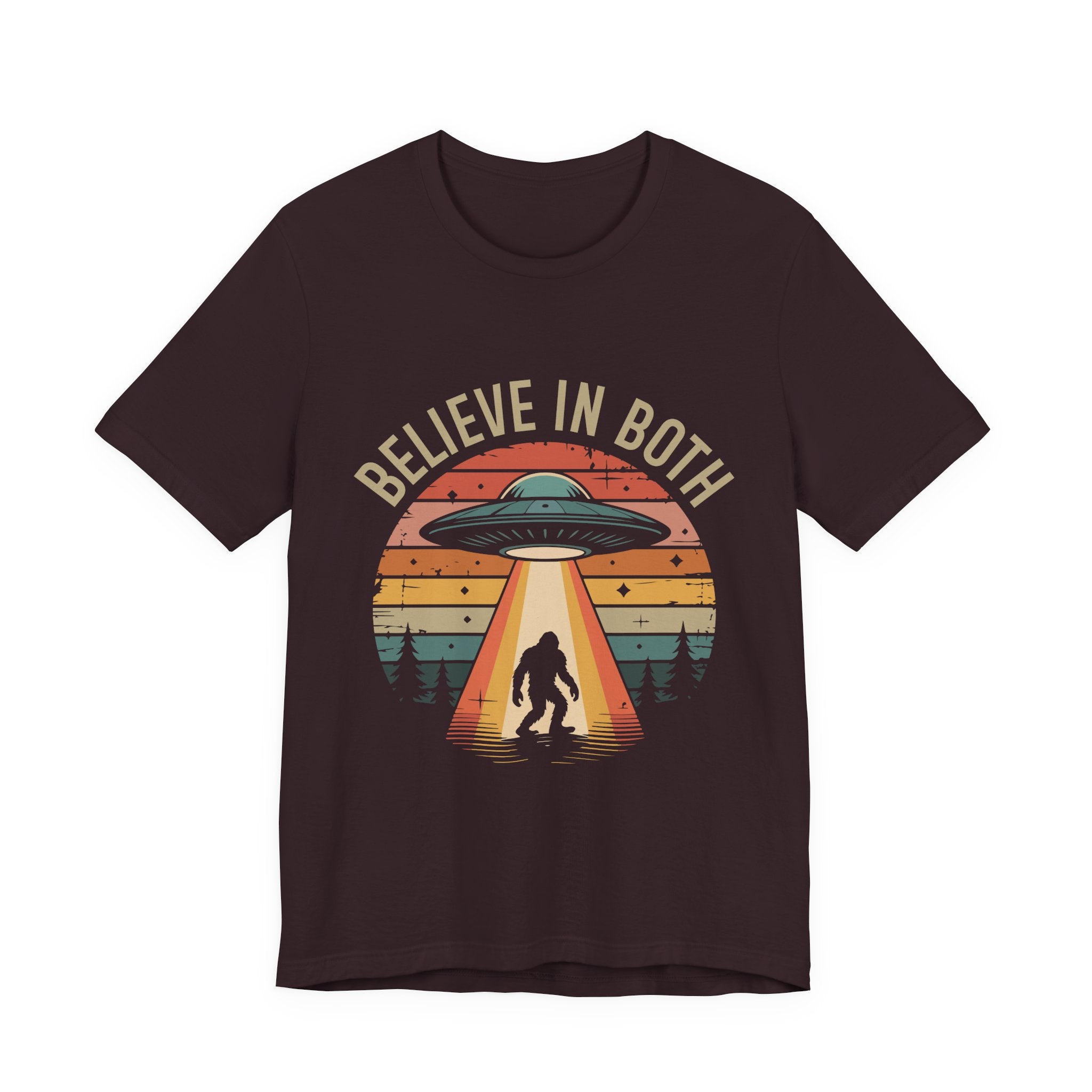 Believe In Both, UFO & Bigfoot Retro UNisex Graphic Tee