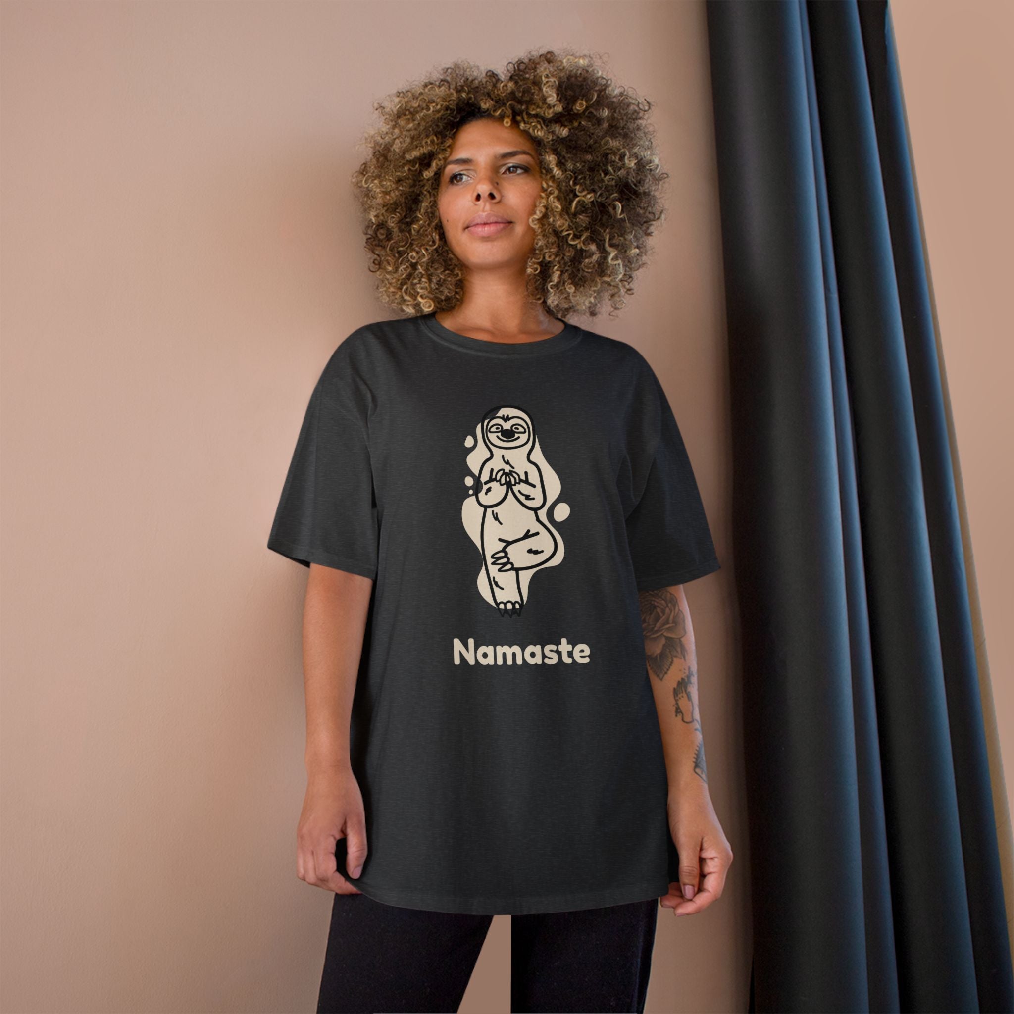 Champion Namaste Champion T-Shirt, Sloth Yoga Tee for Mindfulness,