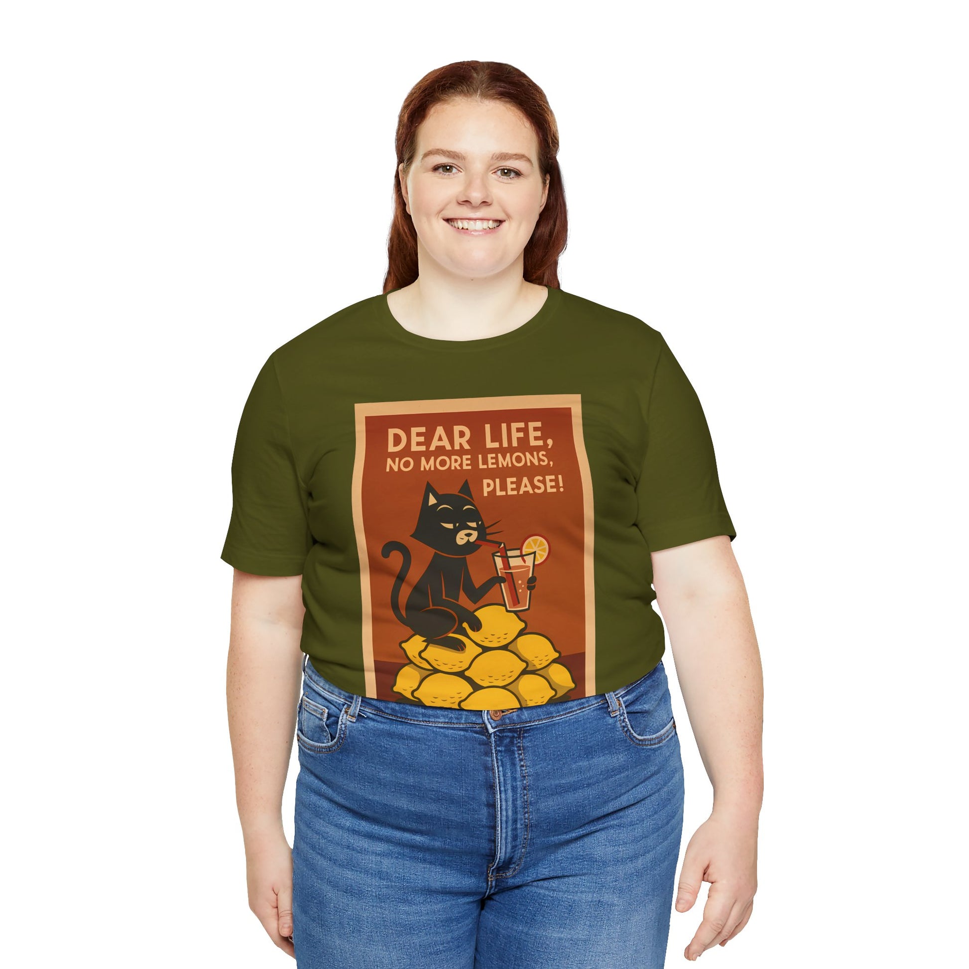 Dear Life No More Lemons Tee, Funny Cat Tee, Unisex Graphic T-Shirt