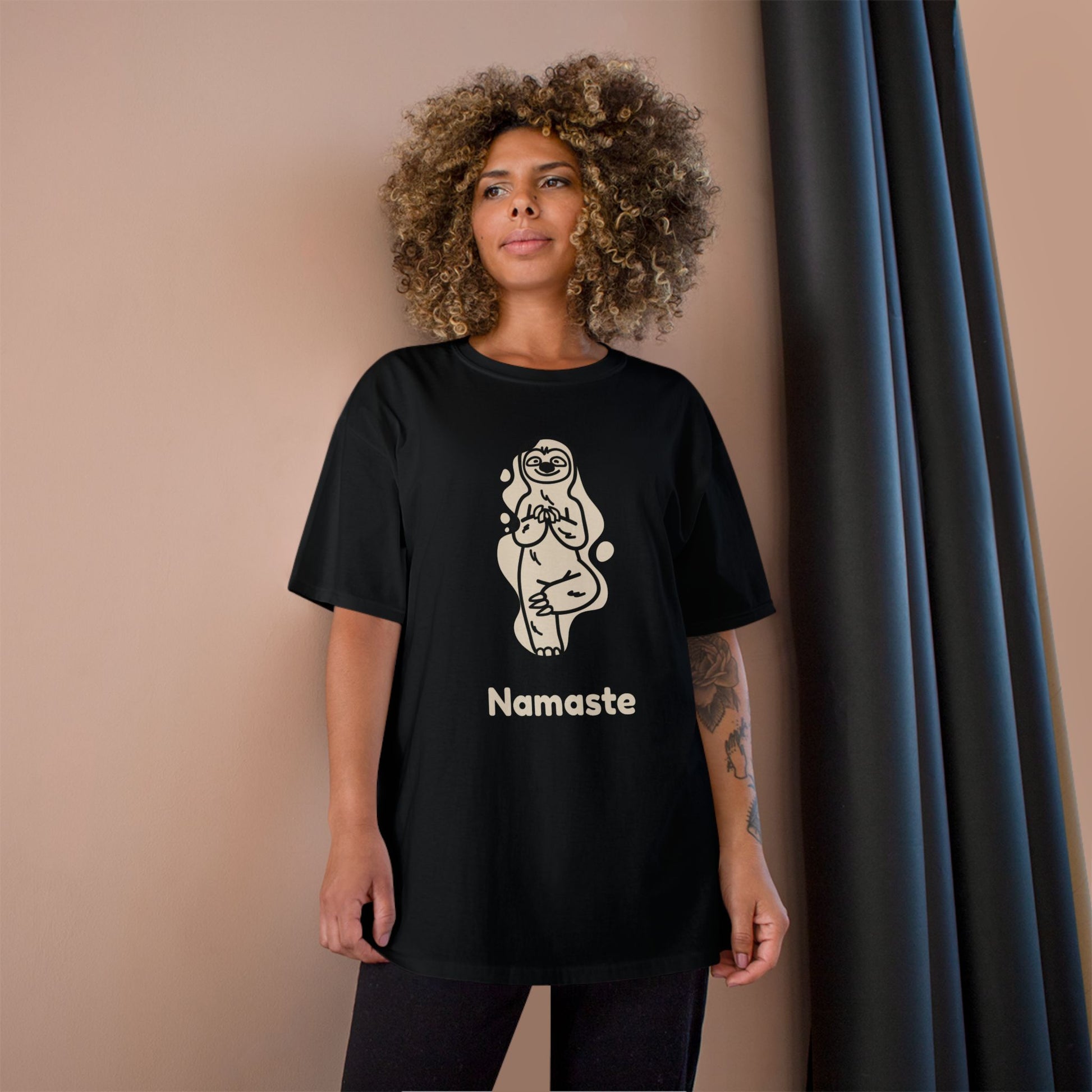 Champion Namaste Champion T-Shirt, Sloth Yoga Tee for Mindfulness,