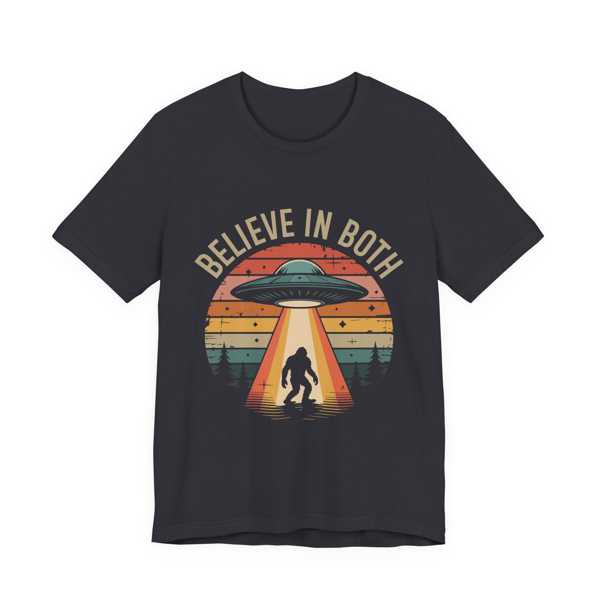 Believe In Both, UFO & Bigfoot Retro UNisex Graphic Tee