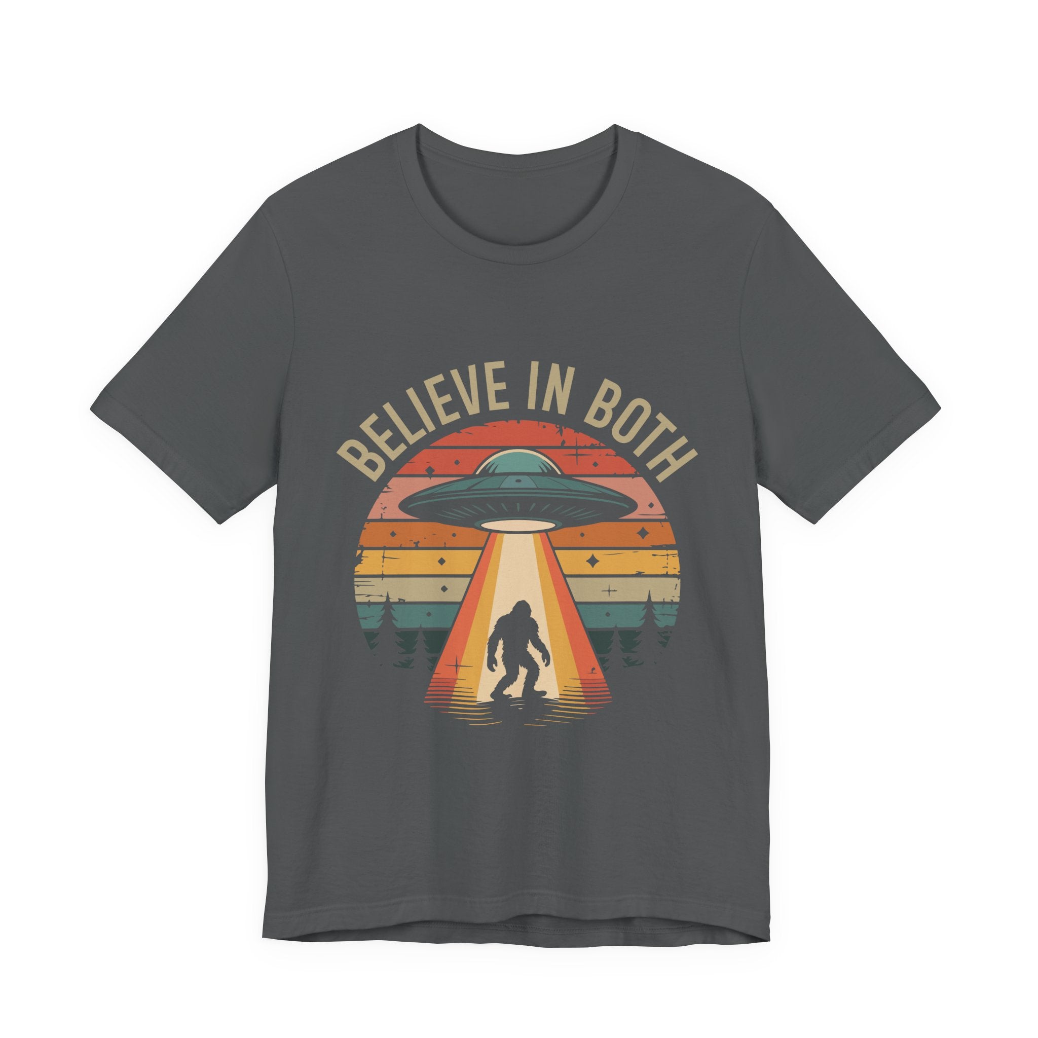 Believe In Both, UFO & Bigfoot Retro UNisex Graphic Tee
