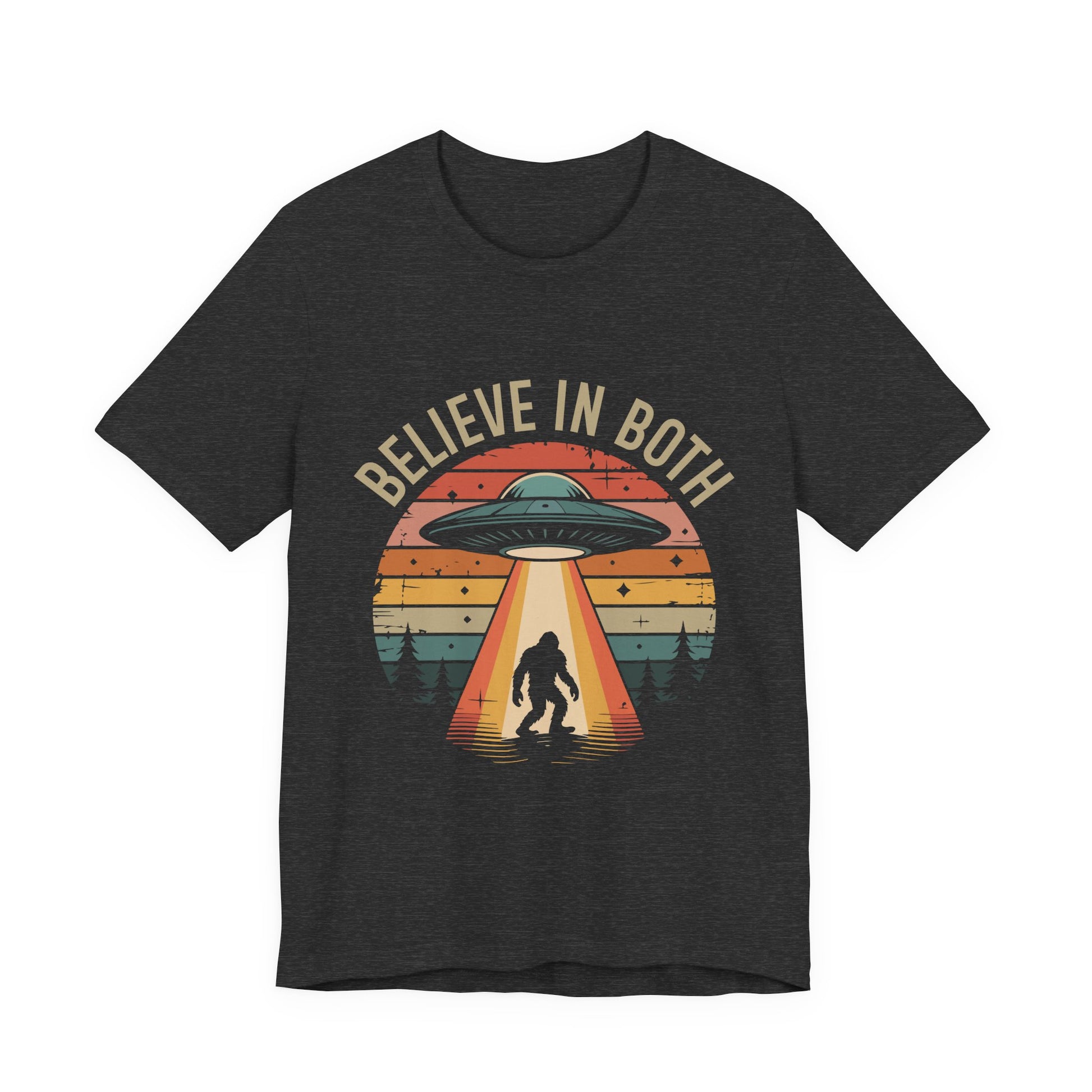 Believe In Both, UFO & Bigfoot Retro UNisex Graphic Tee