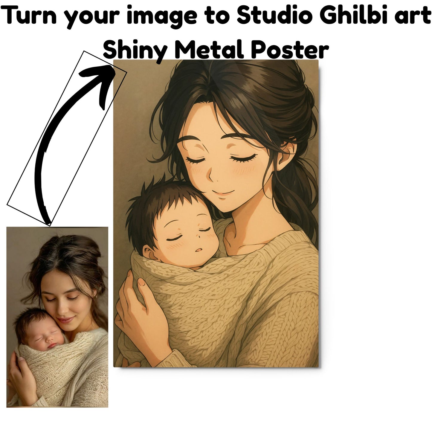 Custom Ghibli art Metal Poster for Mother's day