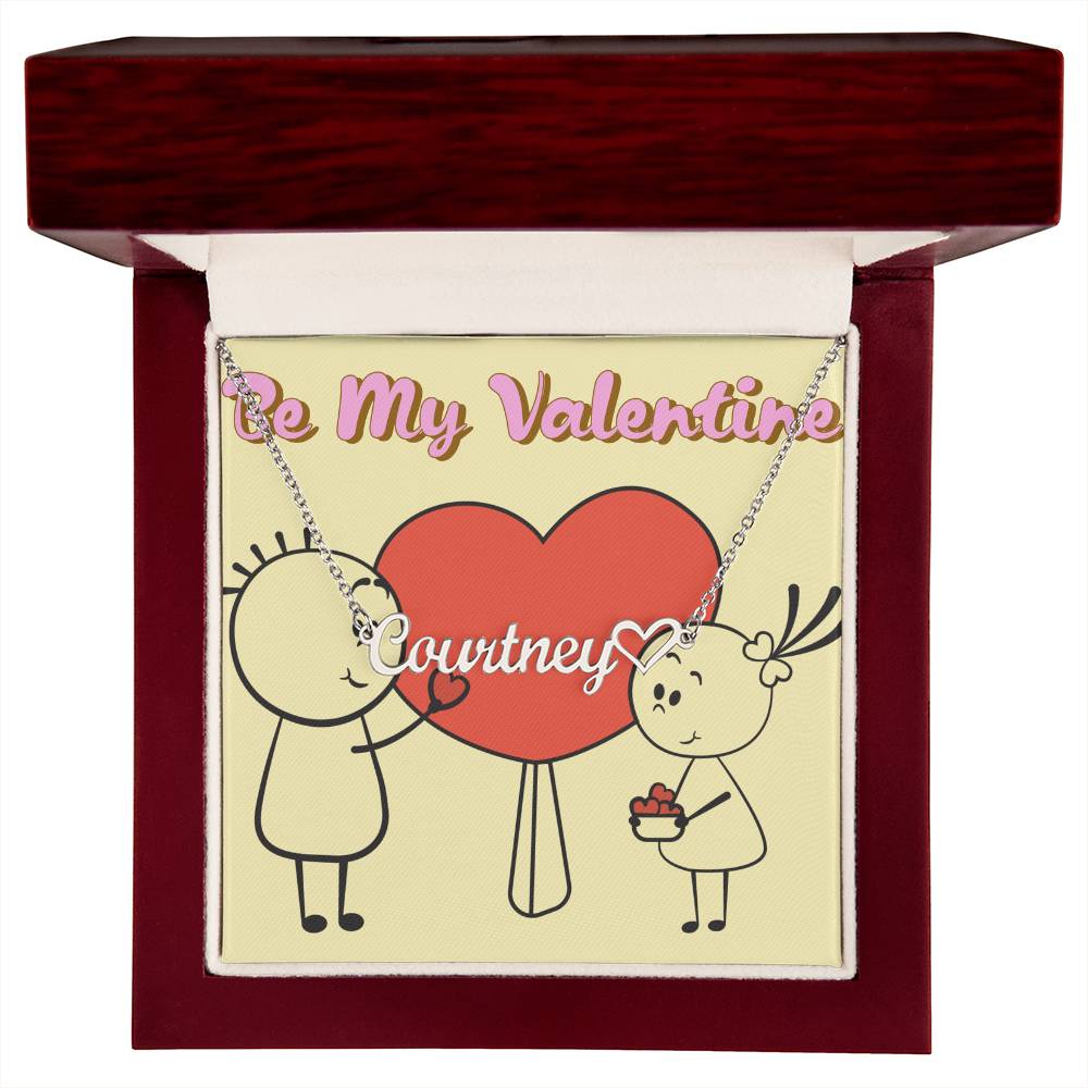 Custom name with heart necklace with message card