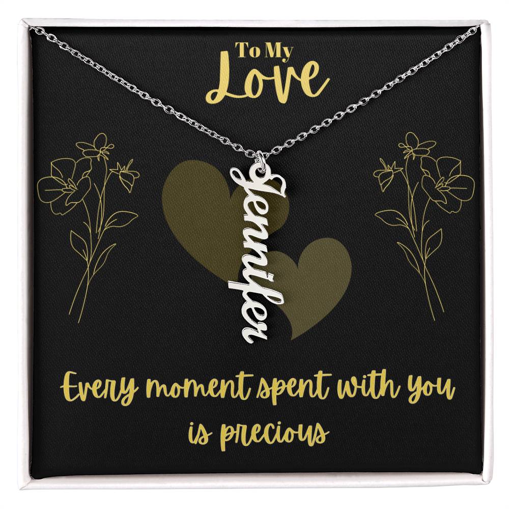 Vertical Name Necklace W/MC