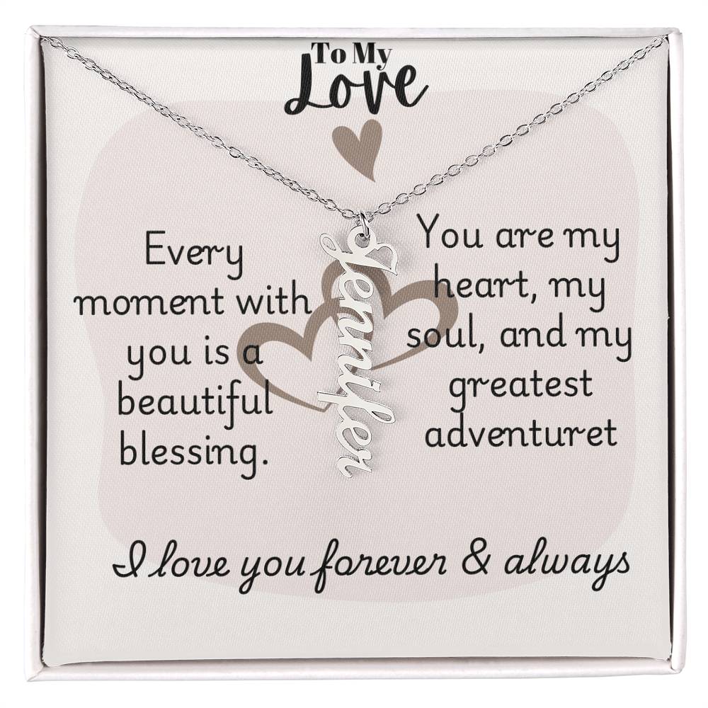 Vertical Name Necklace W/MC