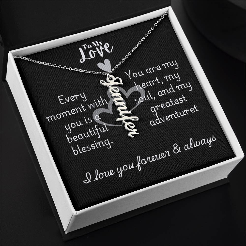 Vertical Name Necklace W/MC