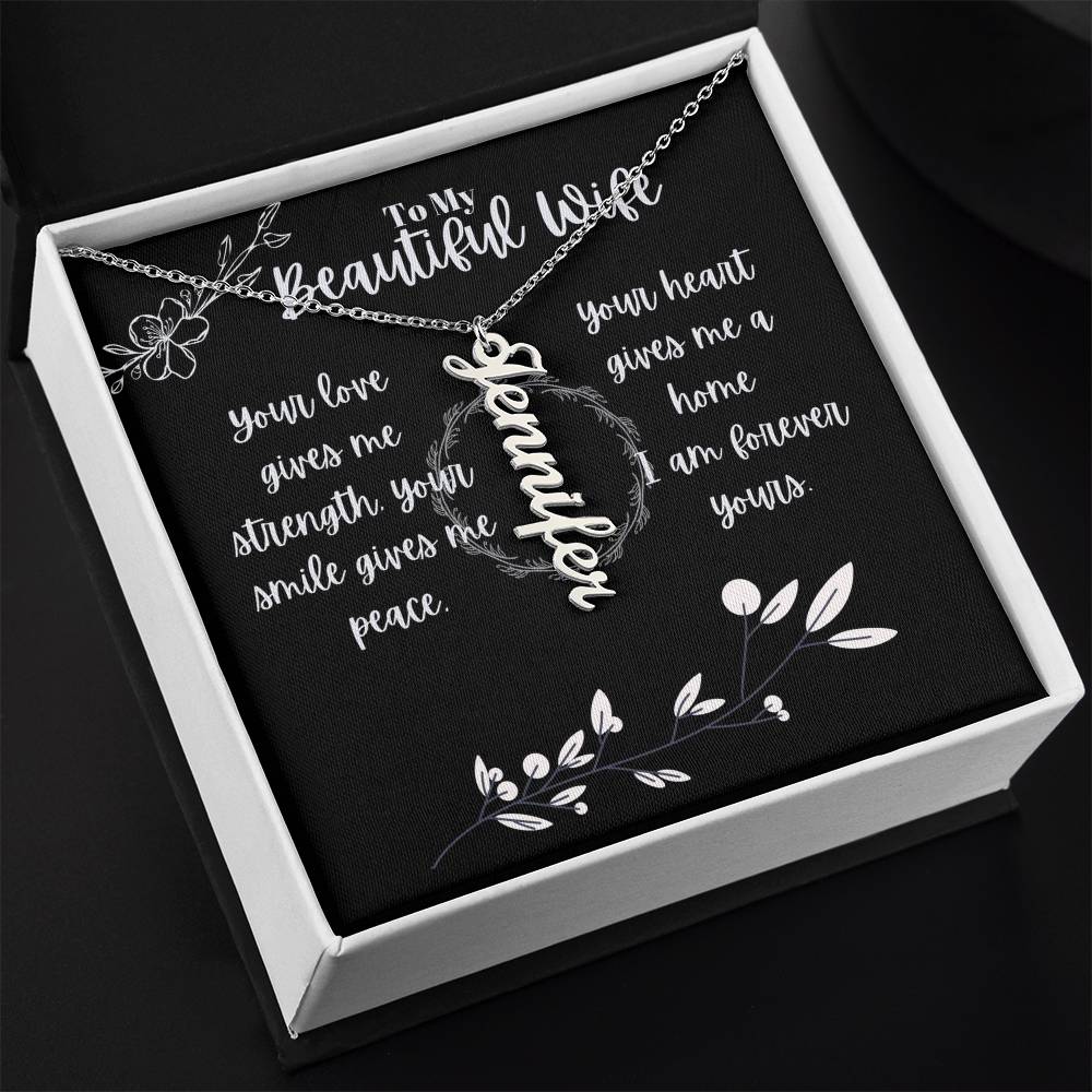 Vertical Name Necklace W/MC