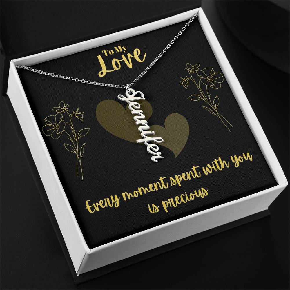 Vertical Name Necklace W/MC