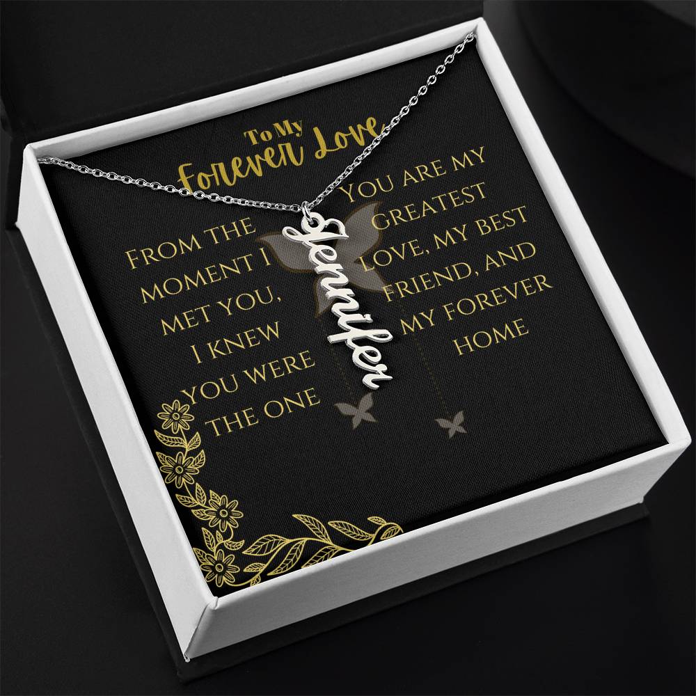 Vertical Name Necklace W/MC