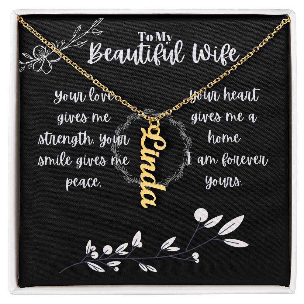 Vertical Name Necklace W/MC
