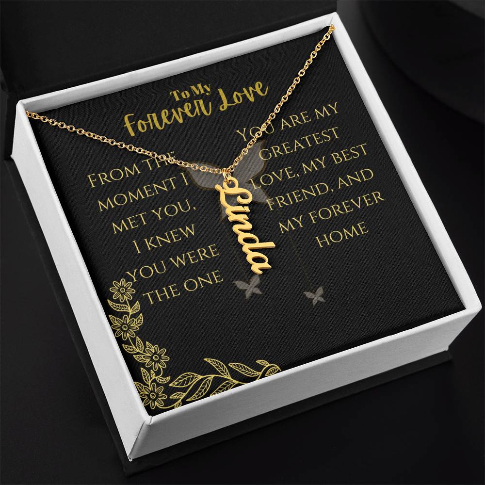 Vertical Name Necklace W/MC