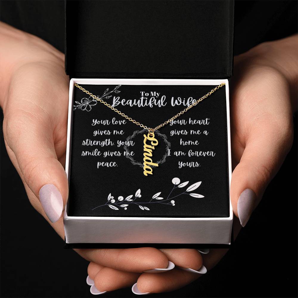 Vertical Name Necklace W/MC