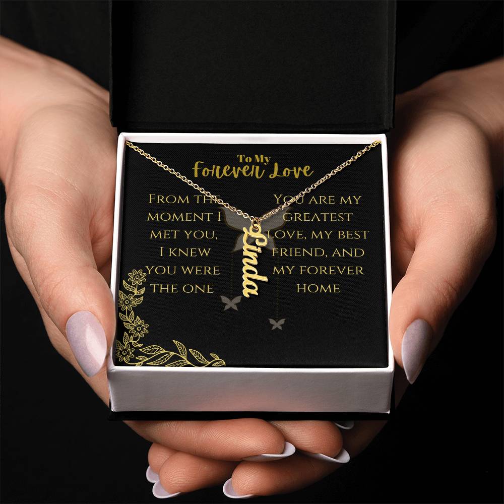 Vertical Name Necklace W/MC