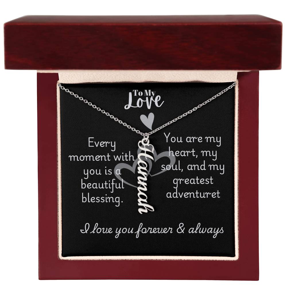 Vertical Name Necklace W/MC