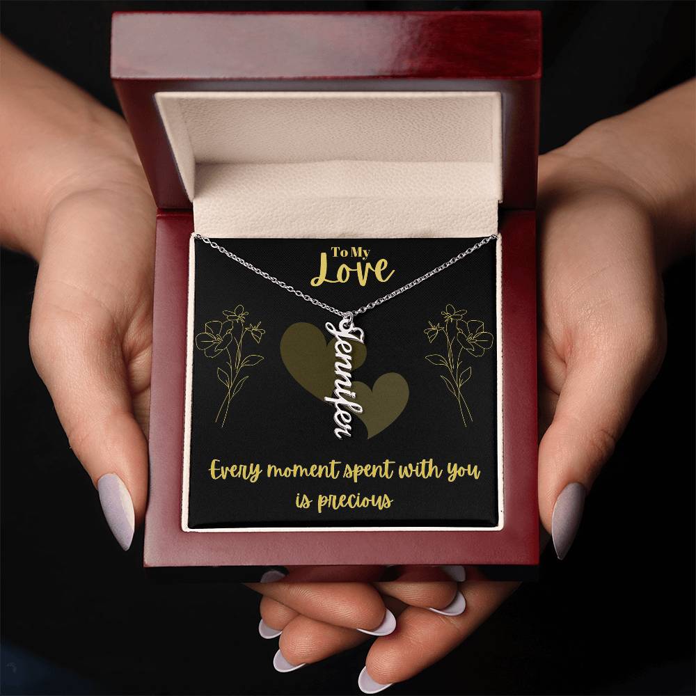 Vertical Name Necklace W/MC
