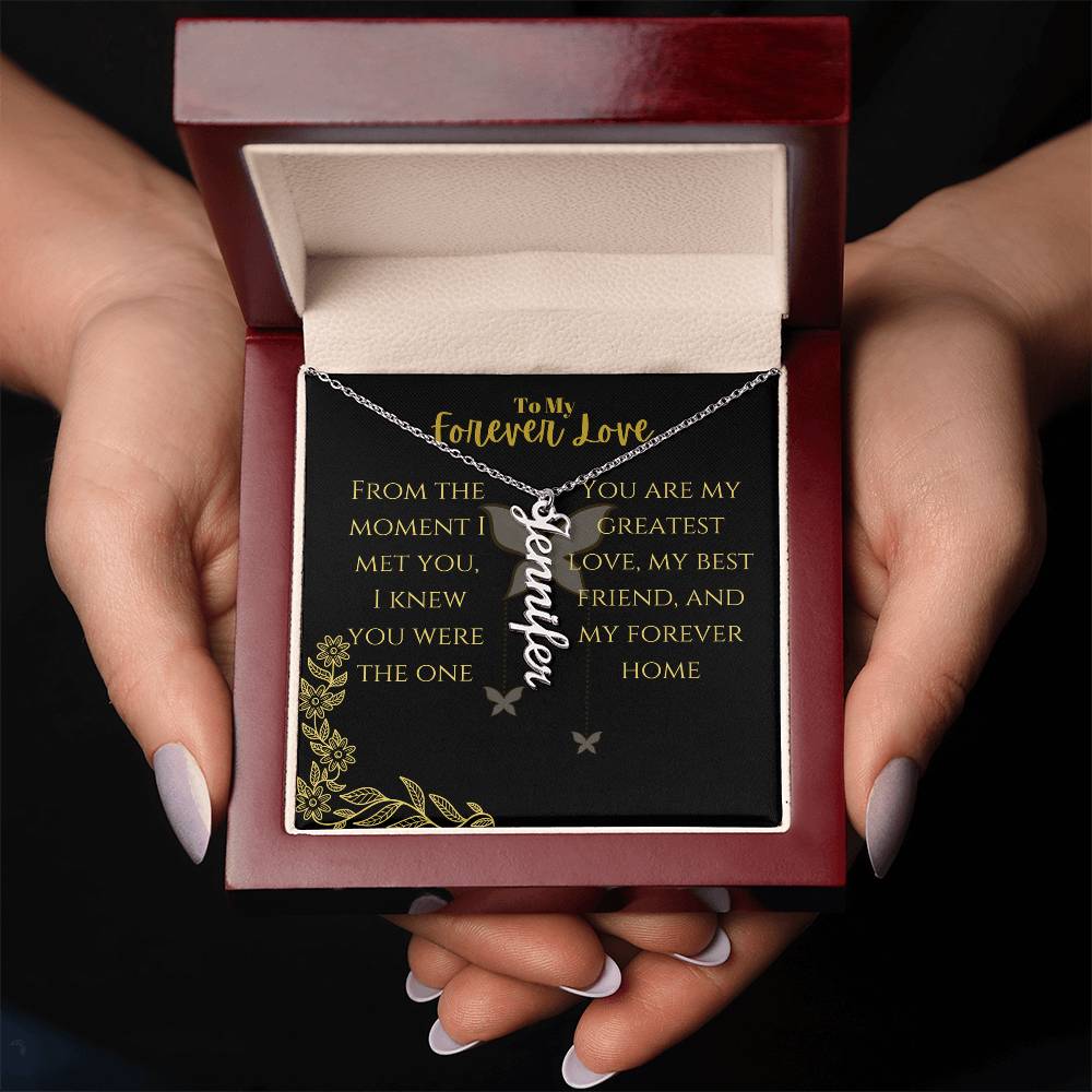 Vertical Name Necklace W/MC