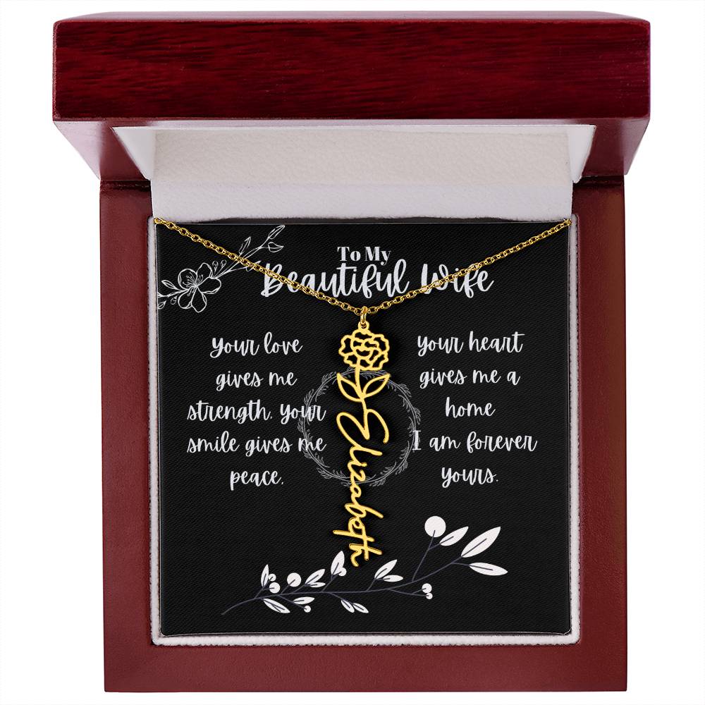 Birth month Flower Custom Name Necklace