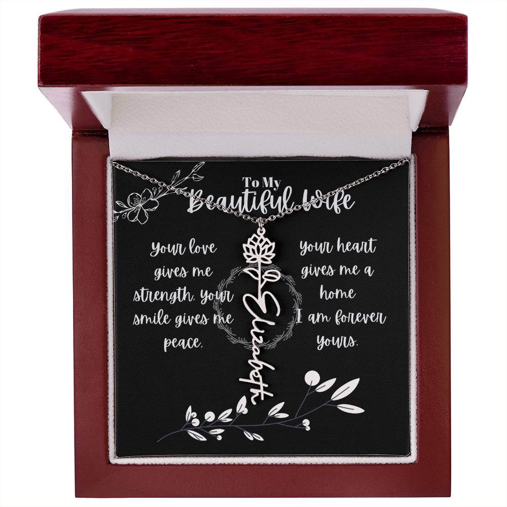 Birth month Flower Custom Name Necklace