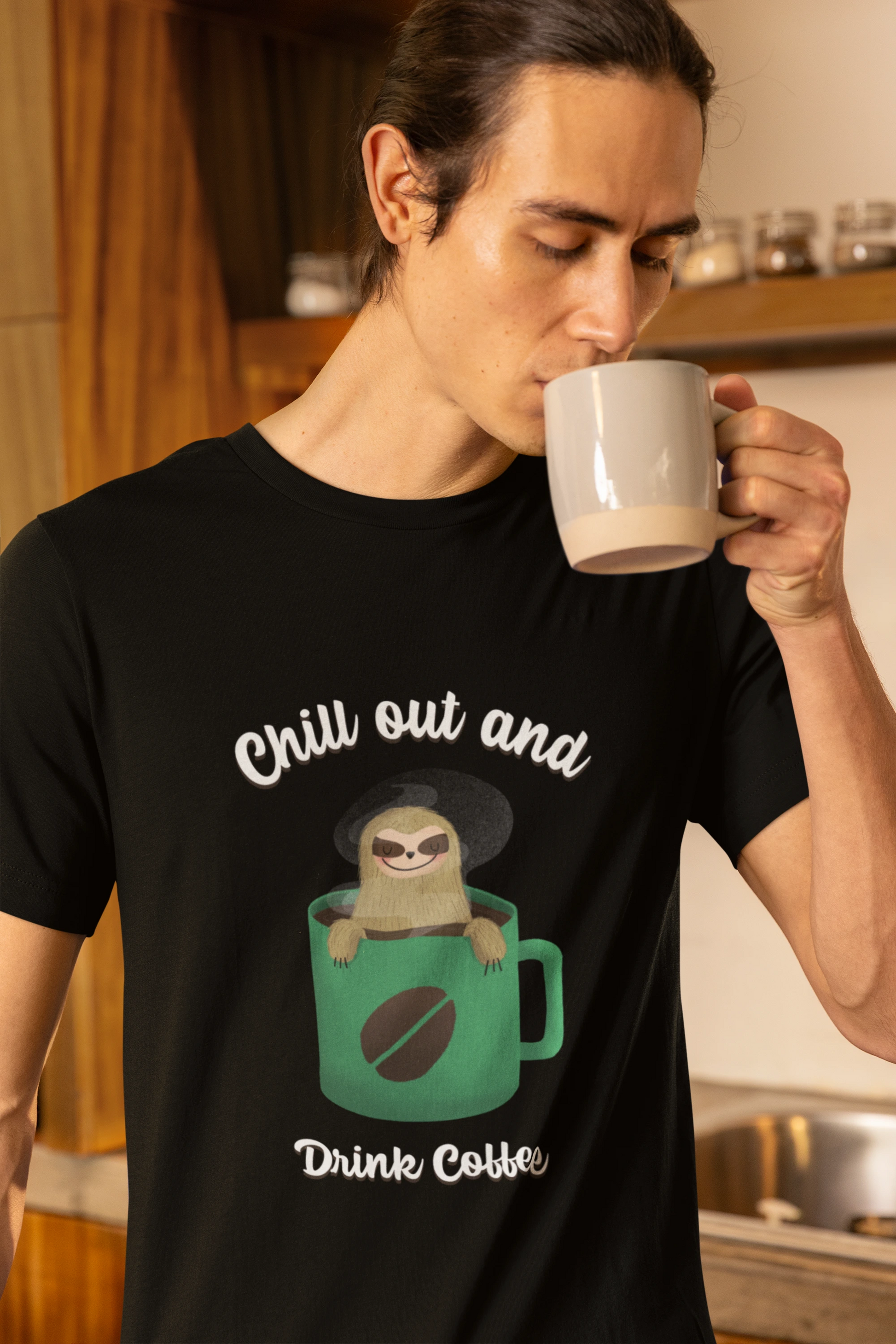 Chill Out and drink Coffee Tee, Unisex Cotton T-Shirt