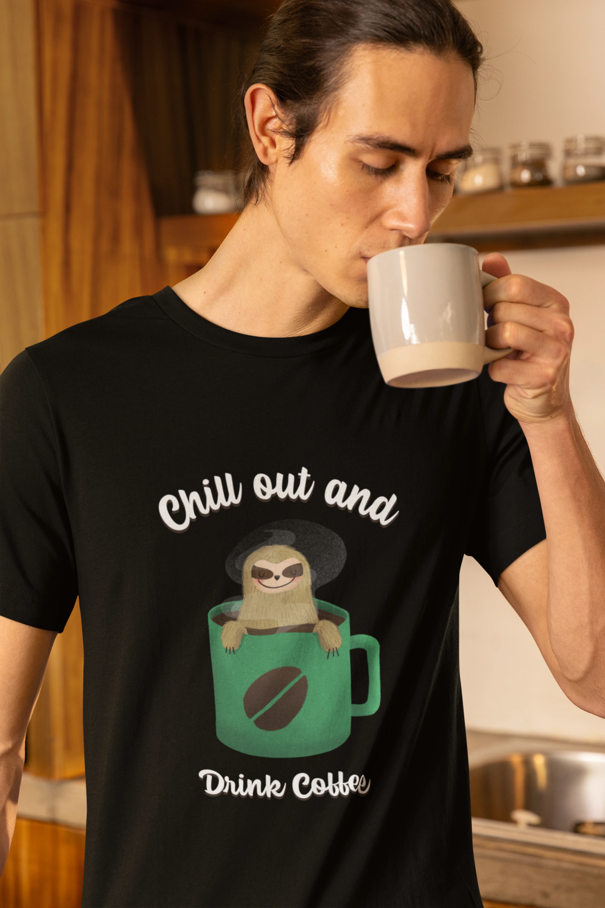 Chill Out and drink Coffee Tee, Unisex Cotton T-Shirt