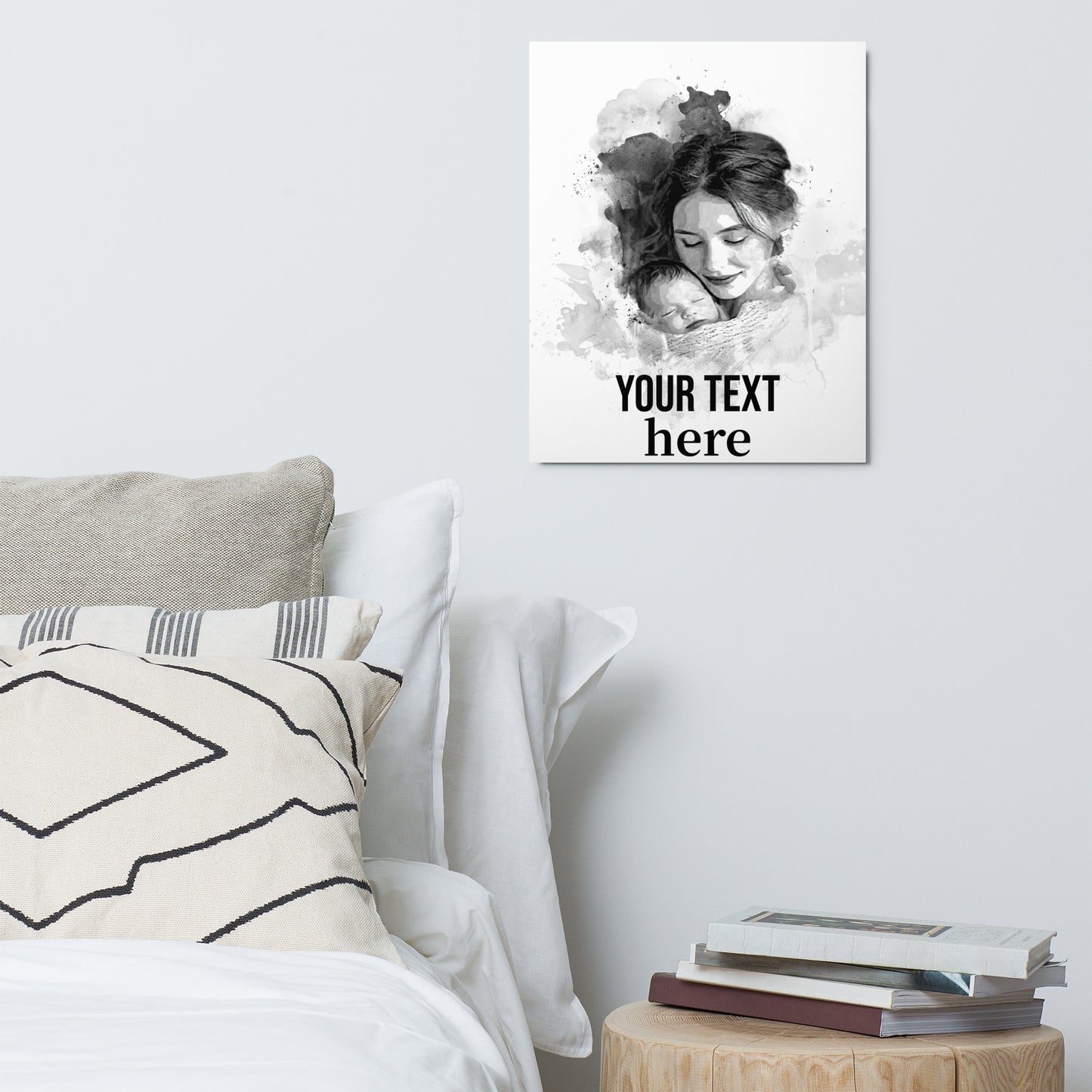 Personalized Shiny Glossy Metal Poster for Mother’s Day – Custom Photo & Text Gift for Mom (Black and White)