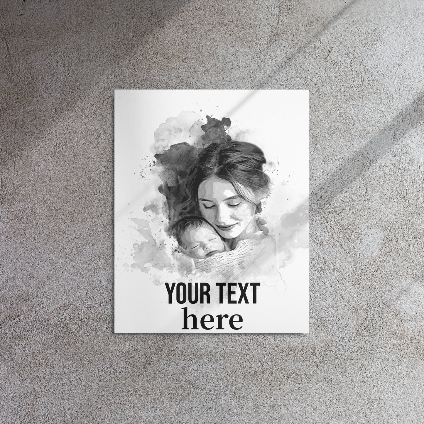 Personalized Shiny Glossy Metal Poster for Mother’s Day – Custom Photo & Text Gift for Mom (Black and White)