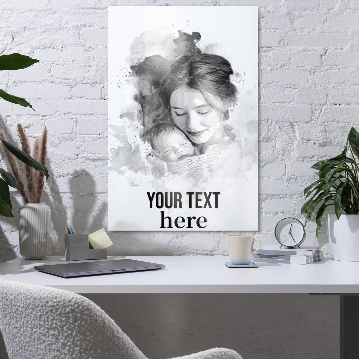 Personalized Shiny Glossy Metal Poster for Mother’s Day – Custom Photo & Text Gift for Mom (Black and White)