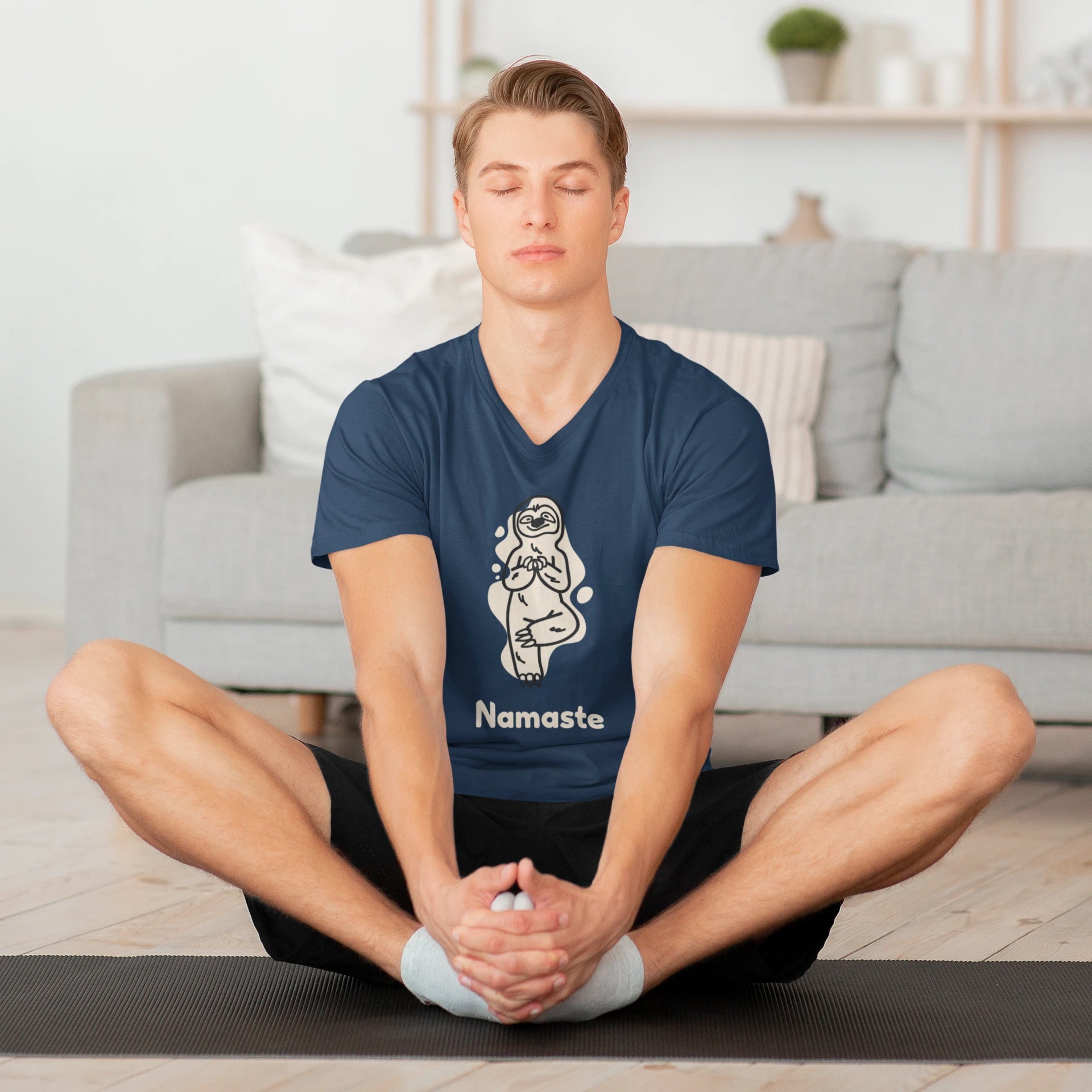 Champion Namaste Champion T-Shirt, Sloth Yoga Tee for Mindfulness,