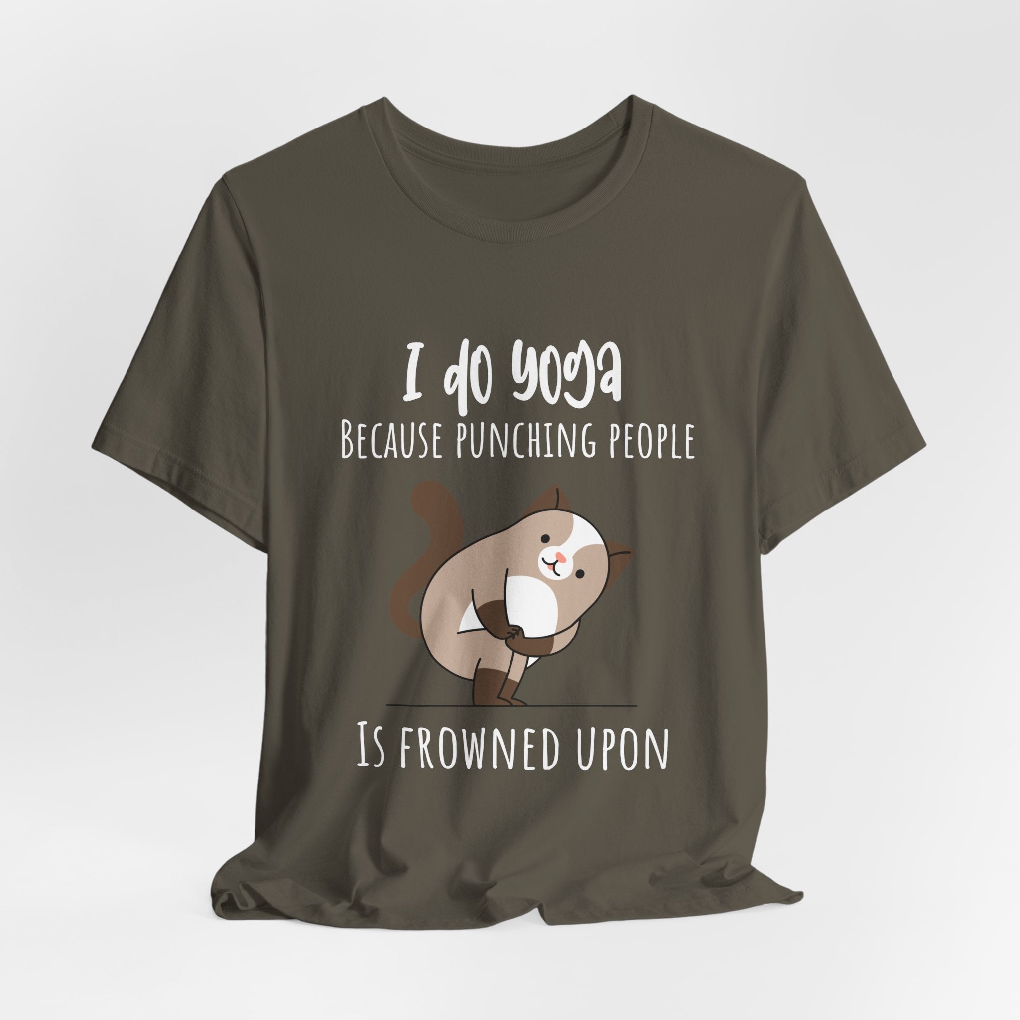I do Yoga because punching people is frowned upon T-shirt Yoga Cat Humor Unisex Tee