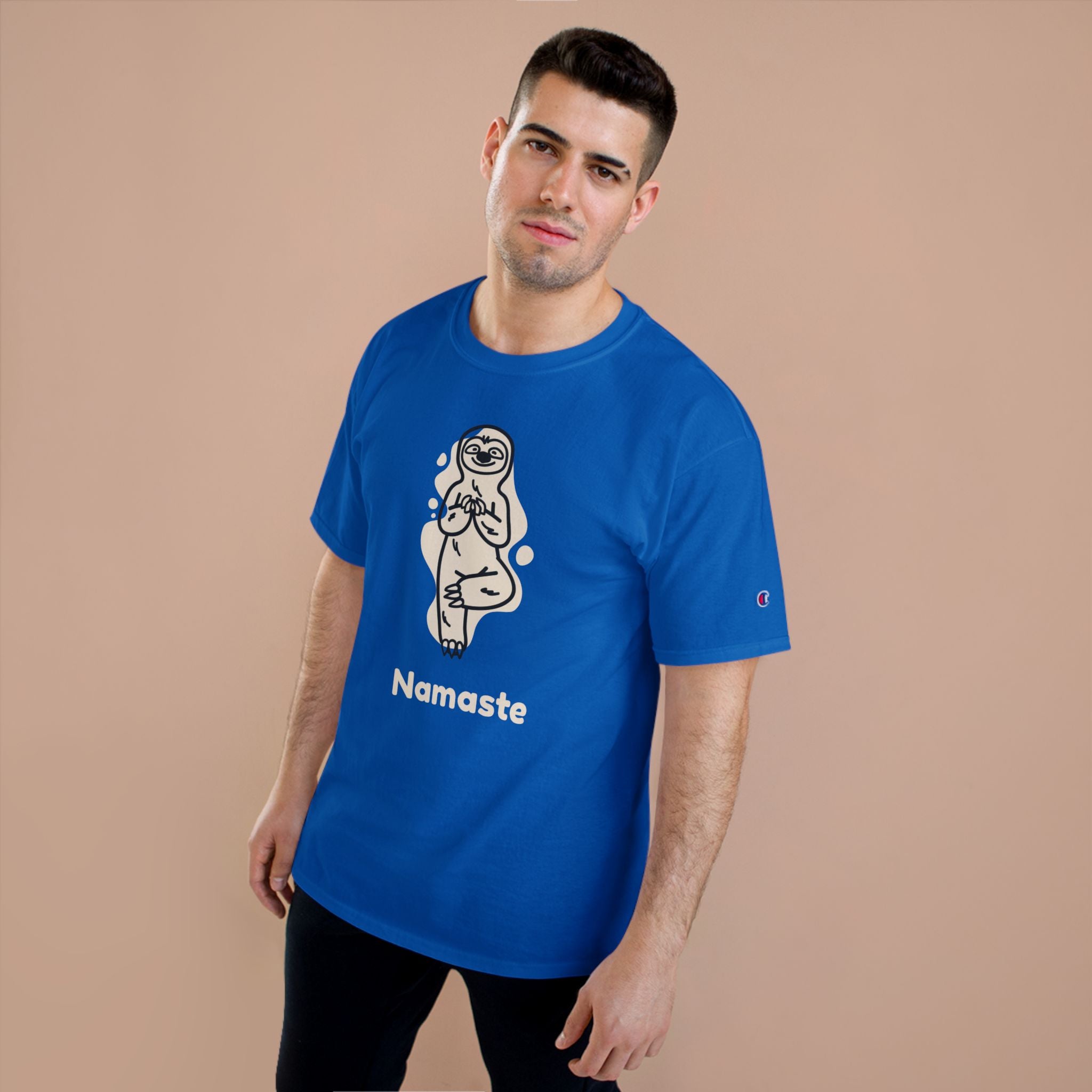 Champion Namaste Champion T-Shirt, Sloth Yoga Tee for Mindfulness,