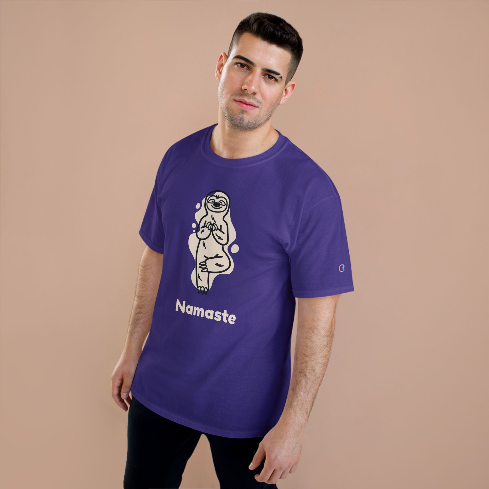 Champion Namaste Champion T-Shirt, Sloth Yoga Tee for Mindfulness,