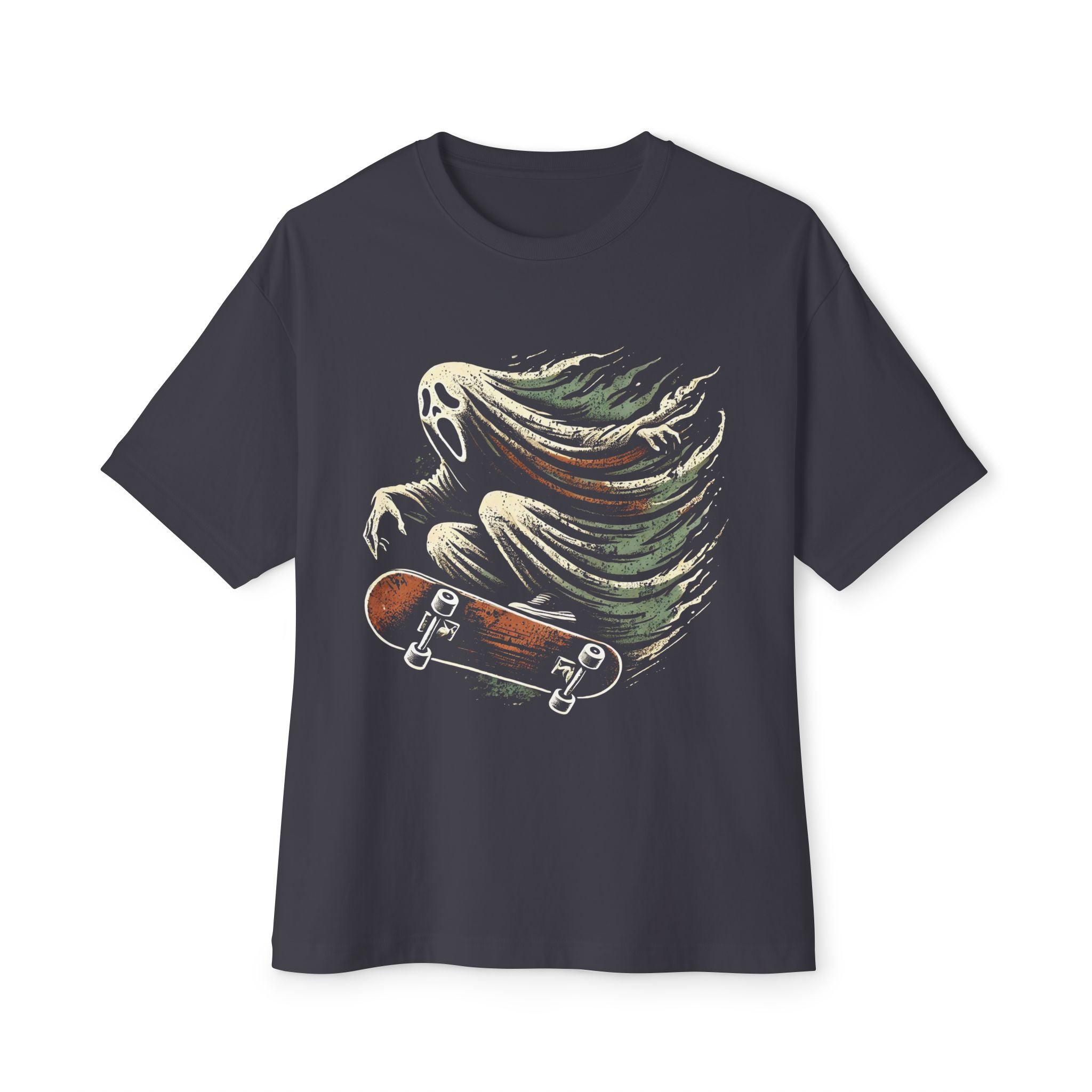 Ghost with Skateboard graphic, Unisex  Oversized Tee