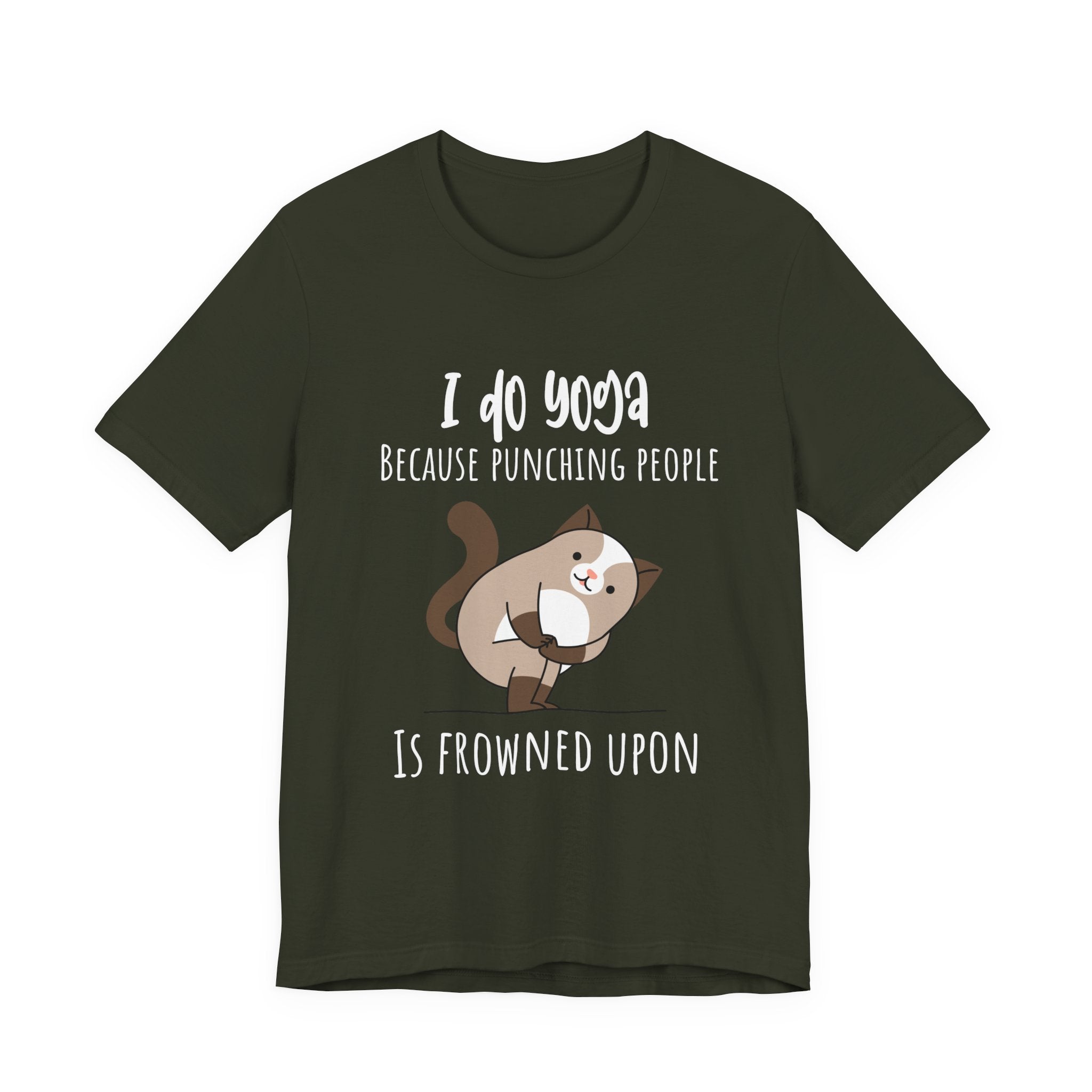 I do Yoga because punching people is frowned upon T-shirt Yoga Cat Humor Unisex Tee