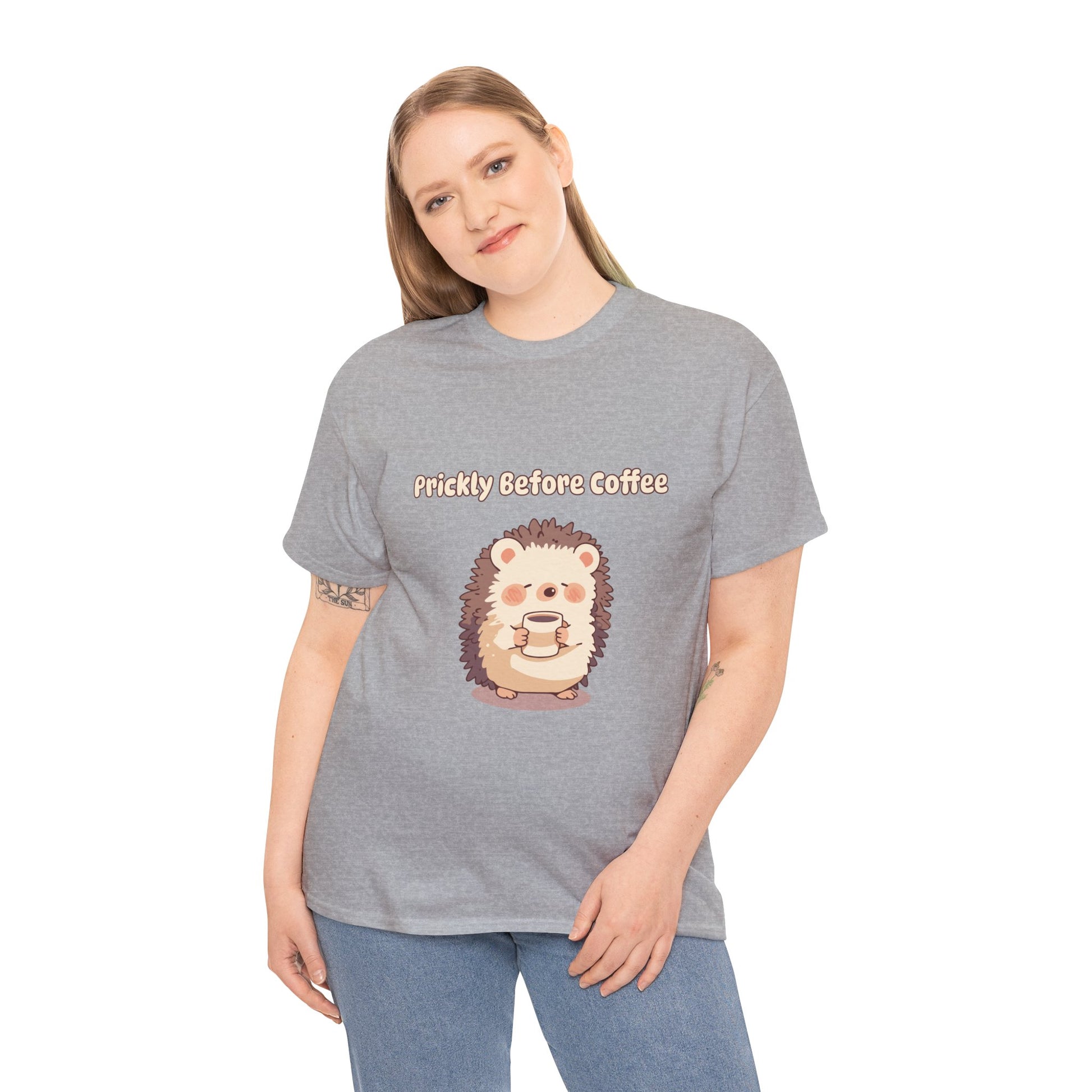 Prickly Before Coffee Tee, Trendy Casual T-shirt, Great for Coffee Lovers