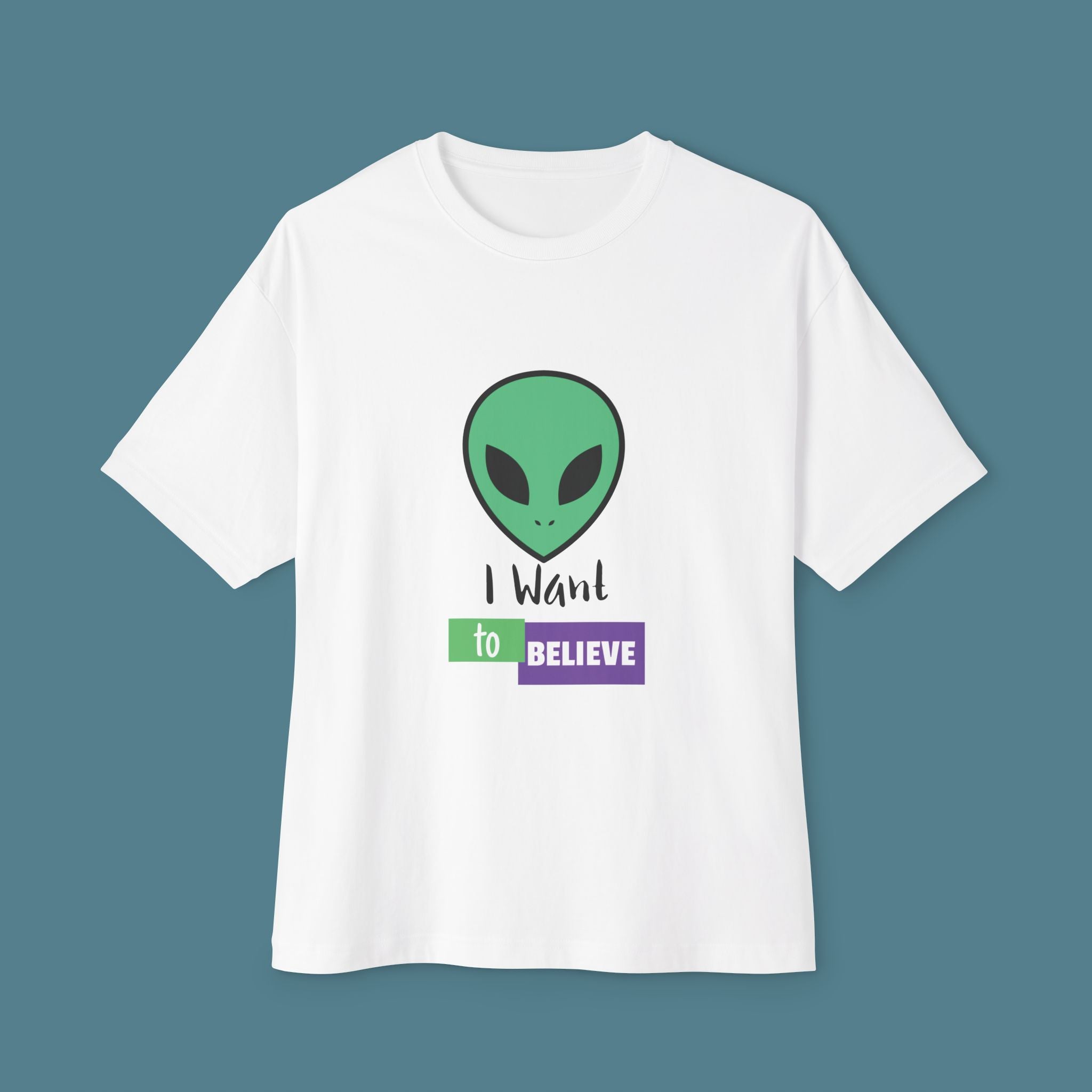 I want to Believe Unisex Alien graphic Oversized Tee