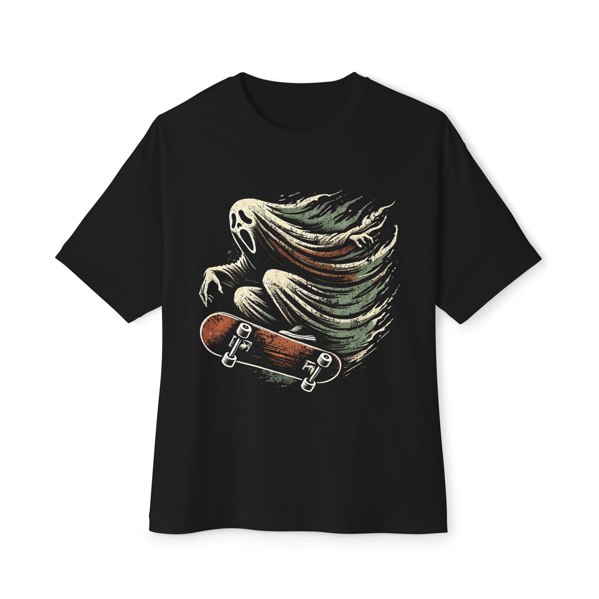 Ghost with Skateboard graphic, Unisex  Oversized Tee