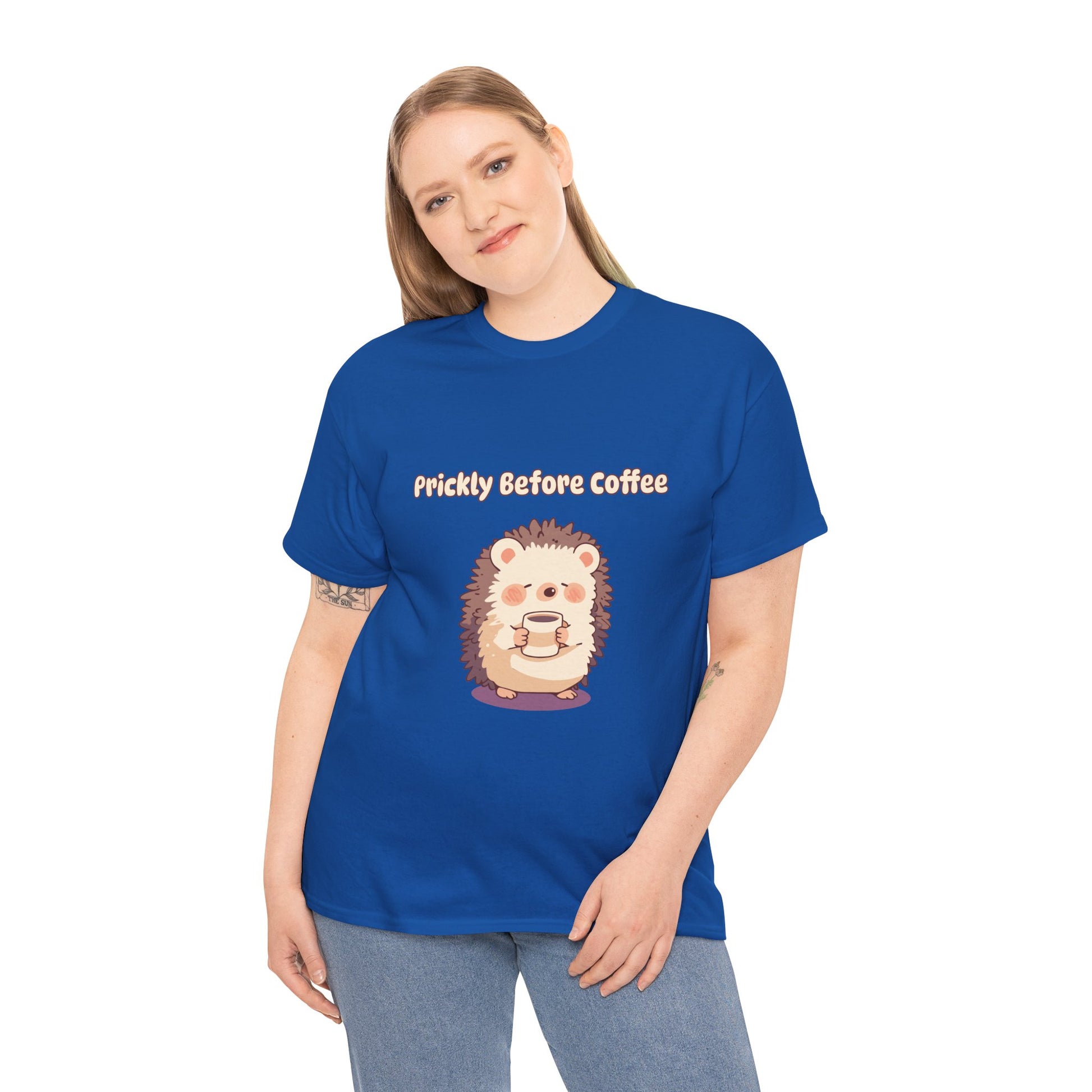 Prickly Before Coffee Tee, Trendy Casual T-shirt, Great for Coffee Lovers