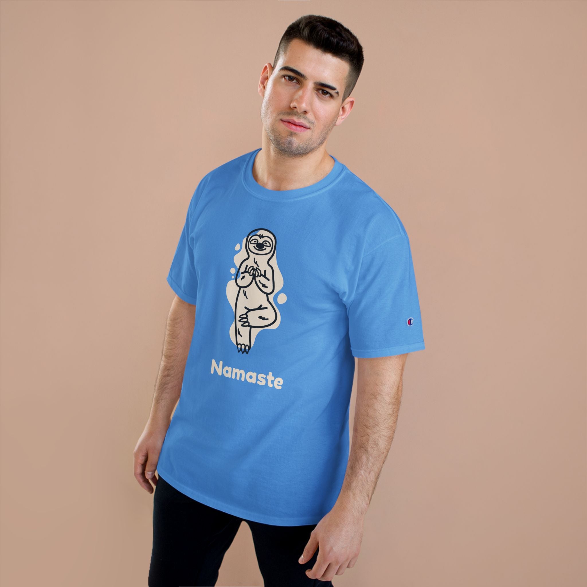 Champion Namaste Champion T-Shirt, Sloth Yoga Tee for Mindfulness,