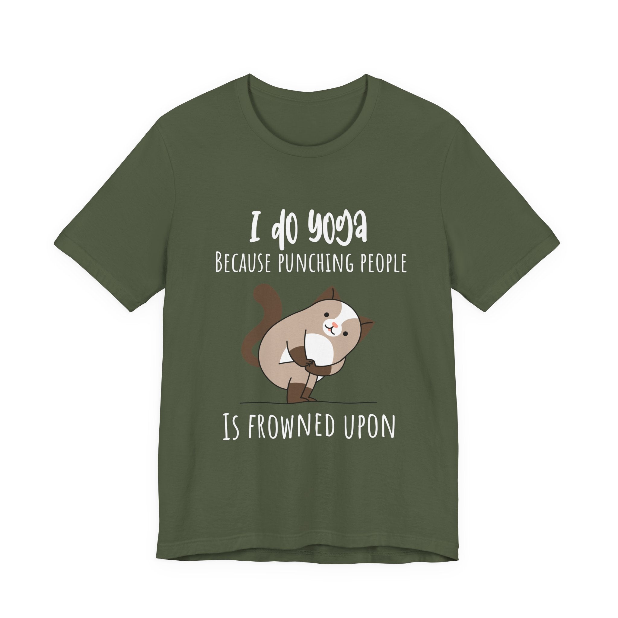 I do Yoga because punching people is frowned upon T-shirt Yoga Cat Humor Unisex Tee