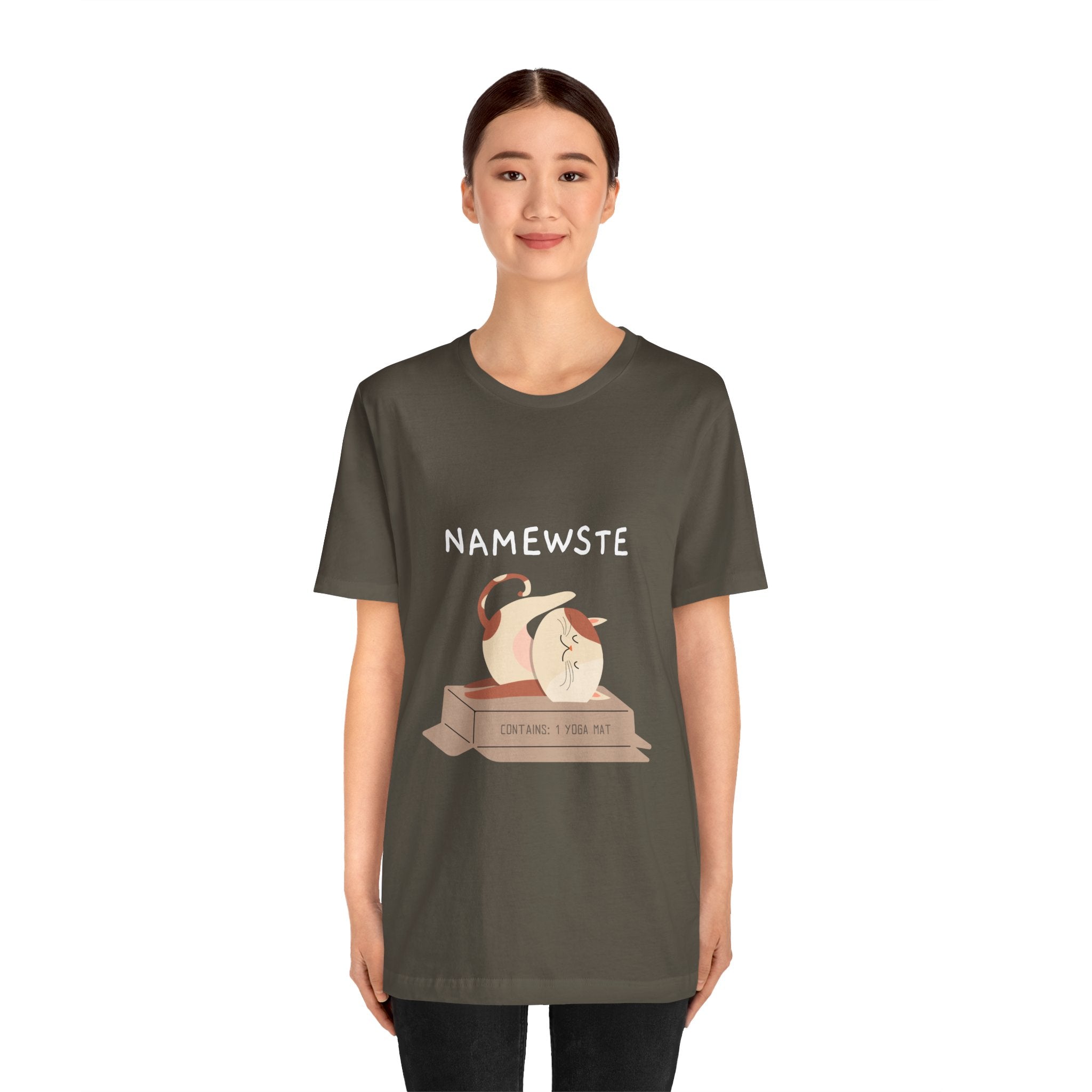 Namewste Cat Yoga Tee, Casual cool graphic t-shirt