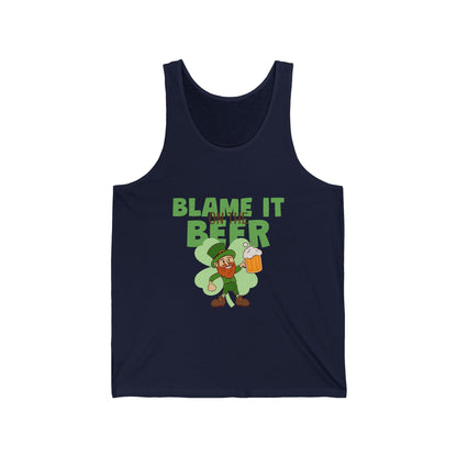 Blame it on the Beer Unisex Jersey Tank - Perfect for St. Patrick's Day Celebrations