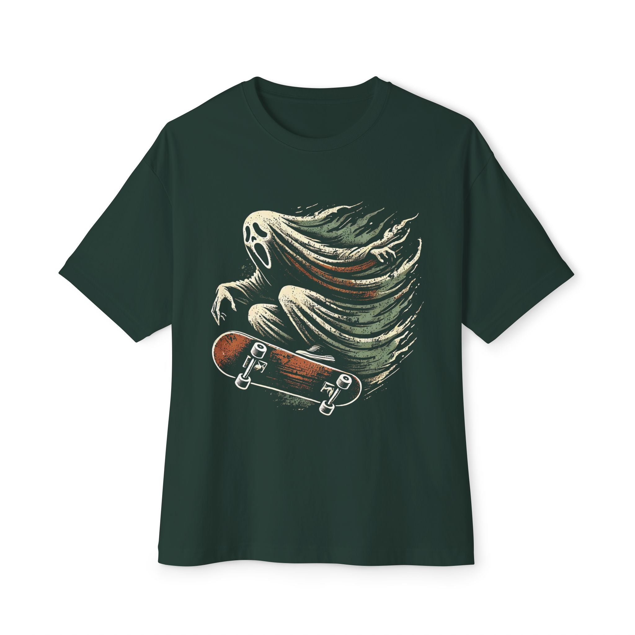 Ghost with Skateboard graphic, Unisex  Oversized Tee