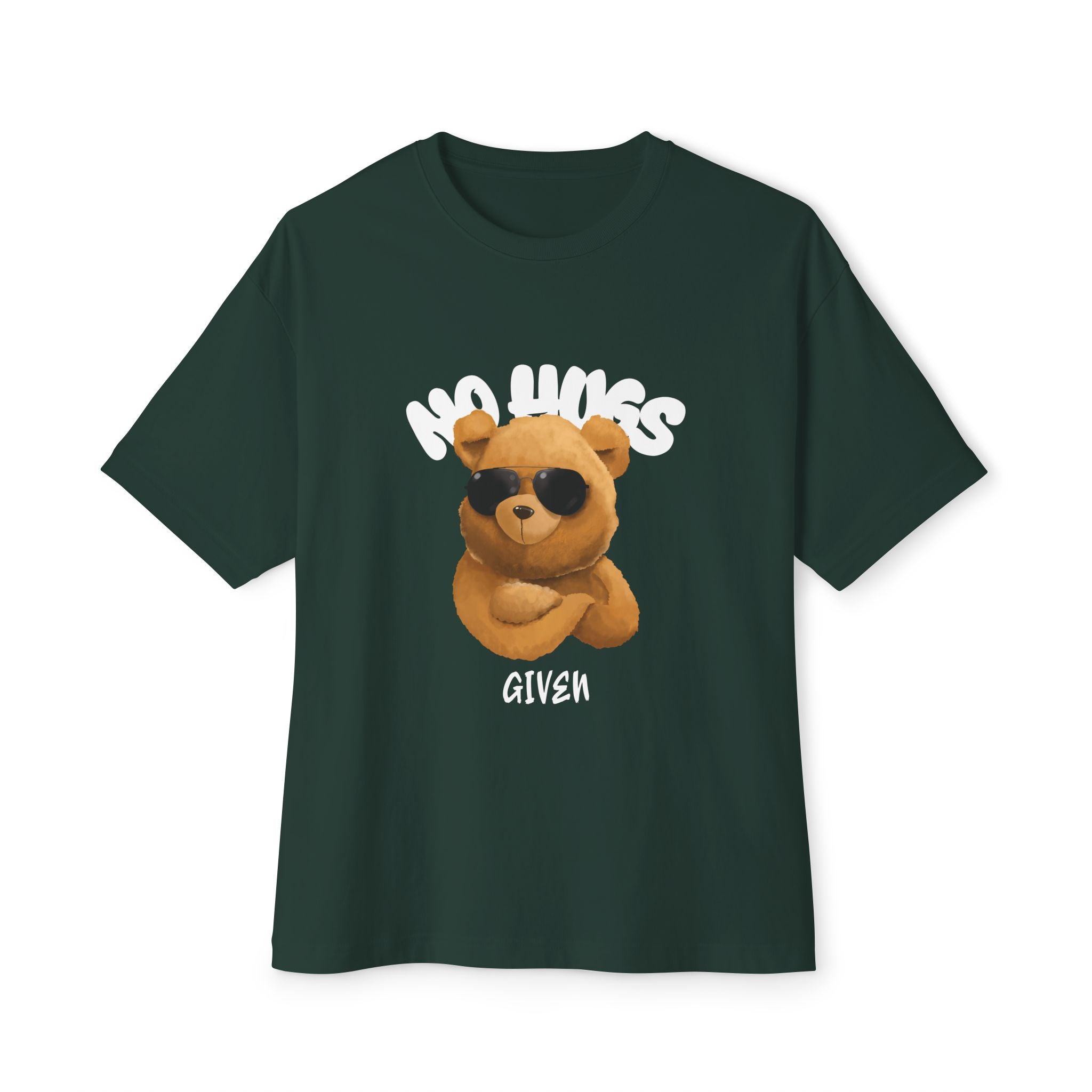 Graphic Oversized Tee - No Hugs Given, Teddy Bear Design