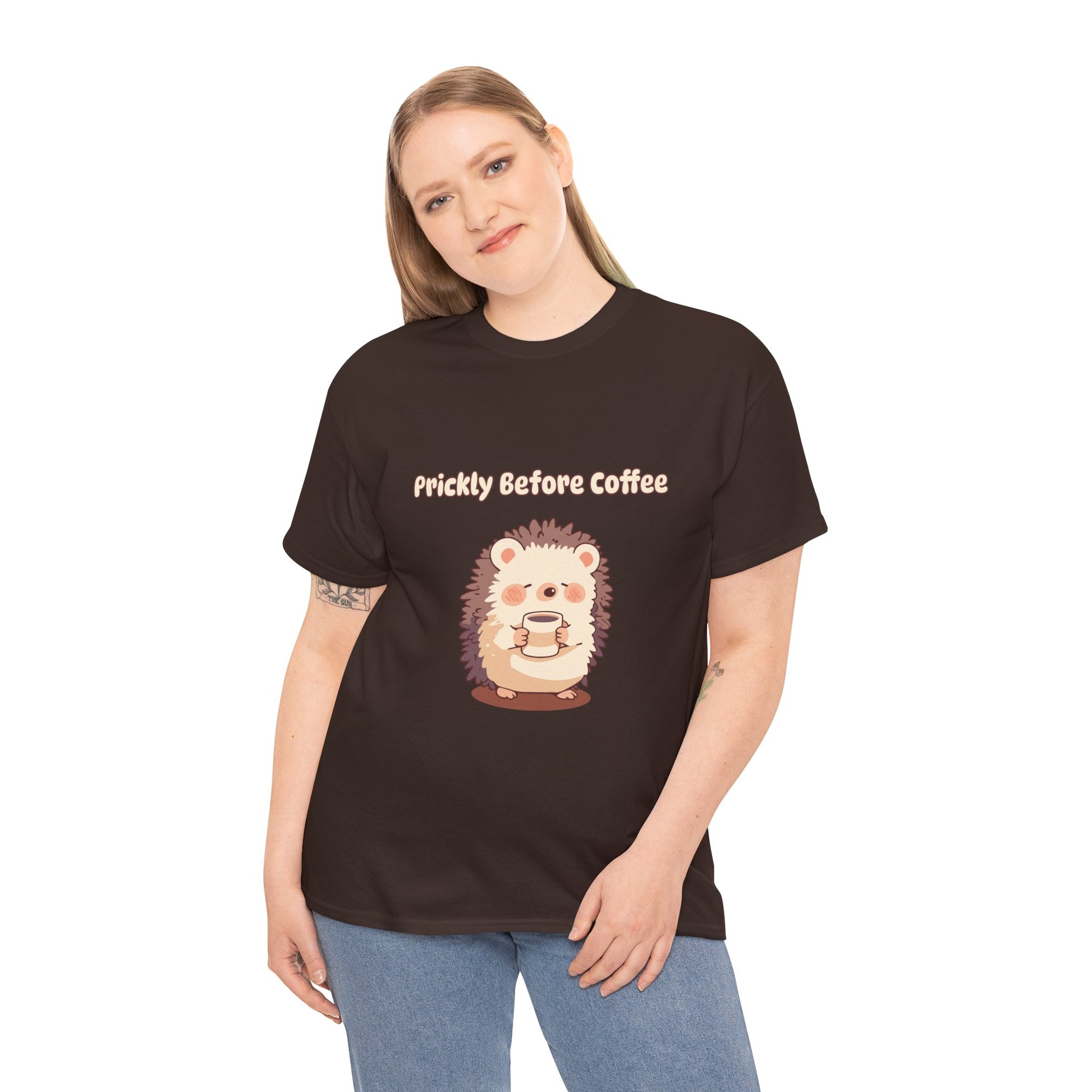 Prickly Before Coffee Tee, Trendy Casual T-shirt, Great for Coffee Lovers