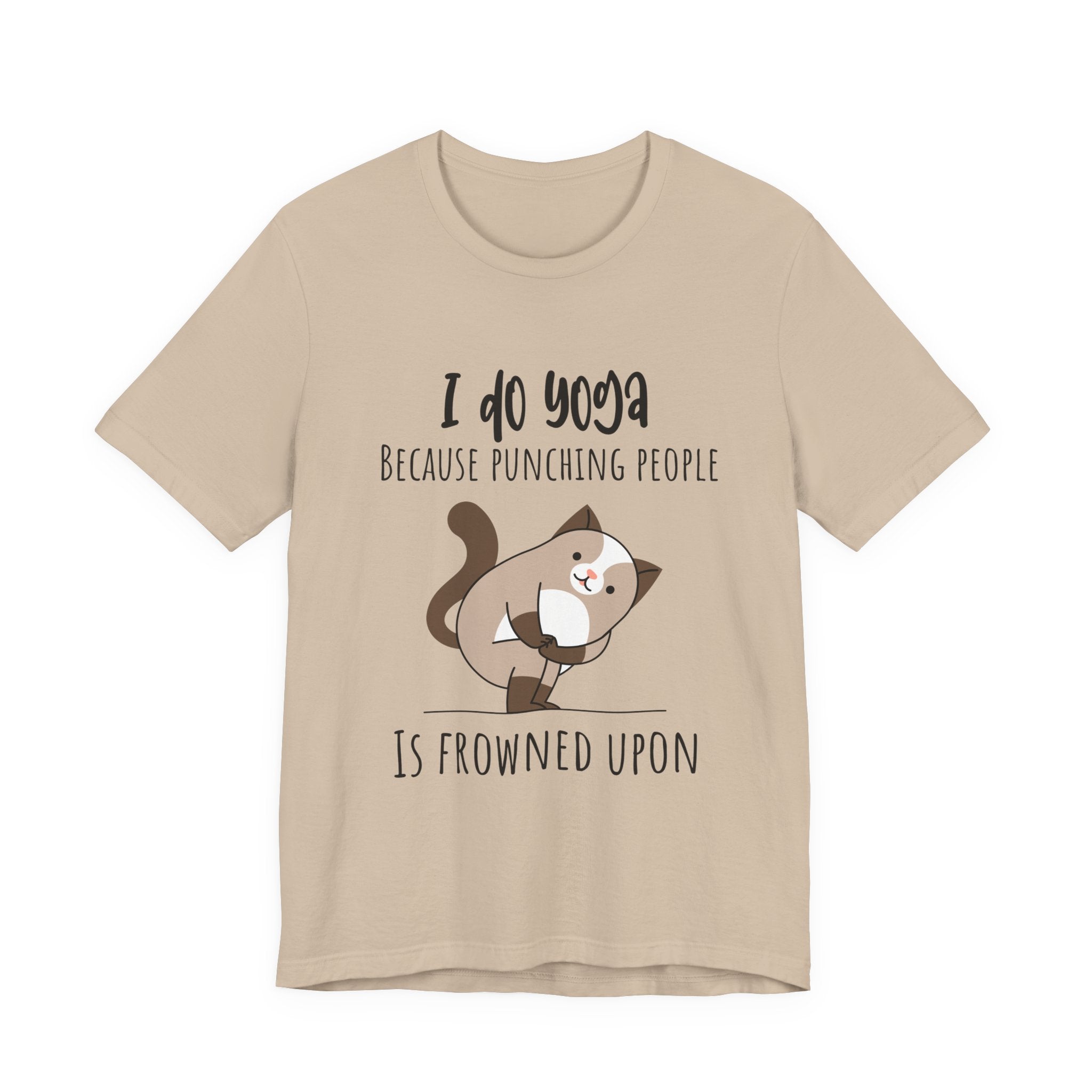 I do Yoga because punching people is frowned upon T-shirt Yoga Cat Humor Unisex Tee