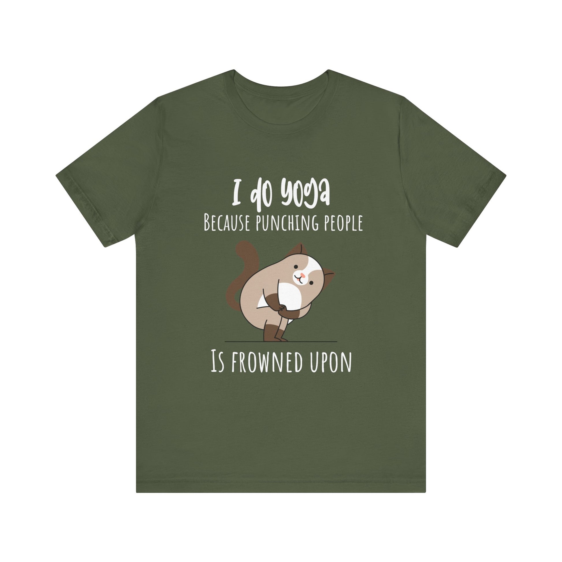 I do Yoga because punching people is frowned upon T-shirt Yoga Cat Humor Unisex Tee