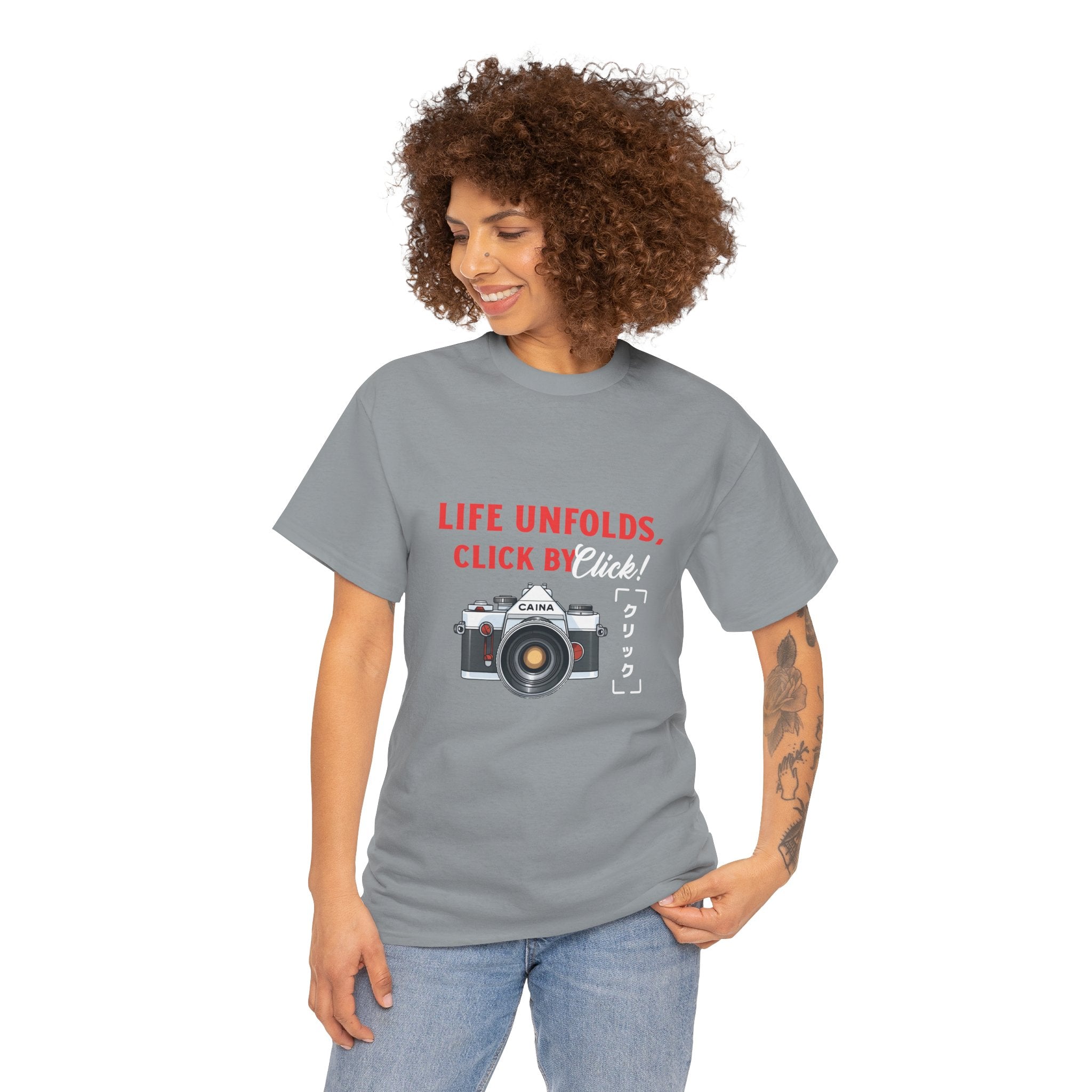 Life Unfolds click by click Tee, Unisex Cotton T-Shirt
